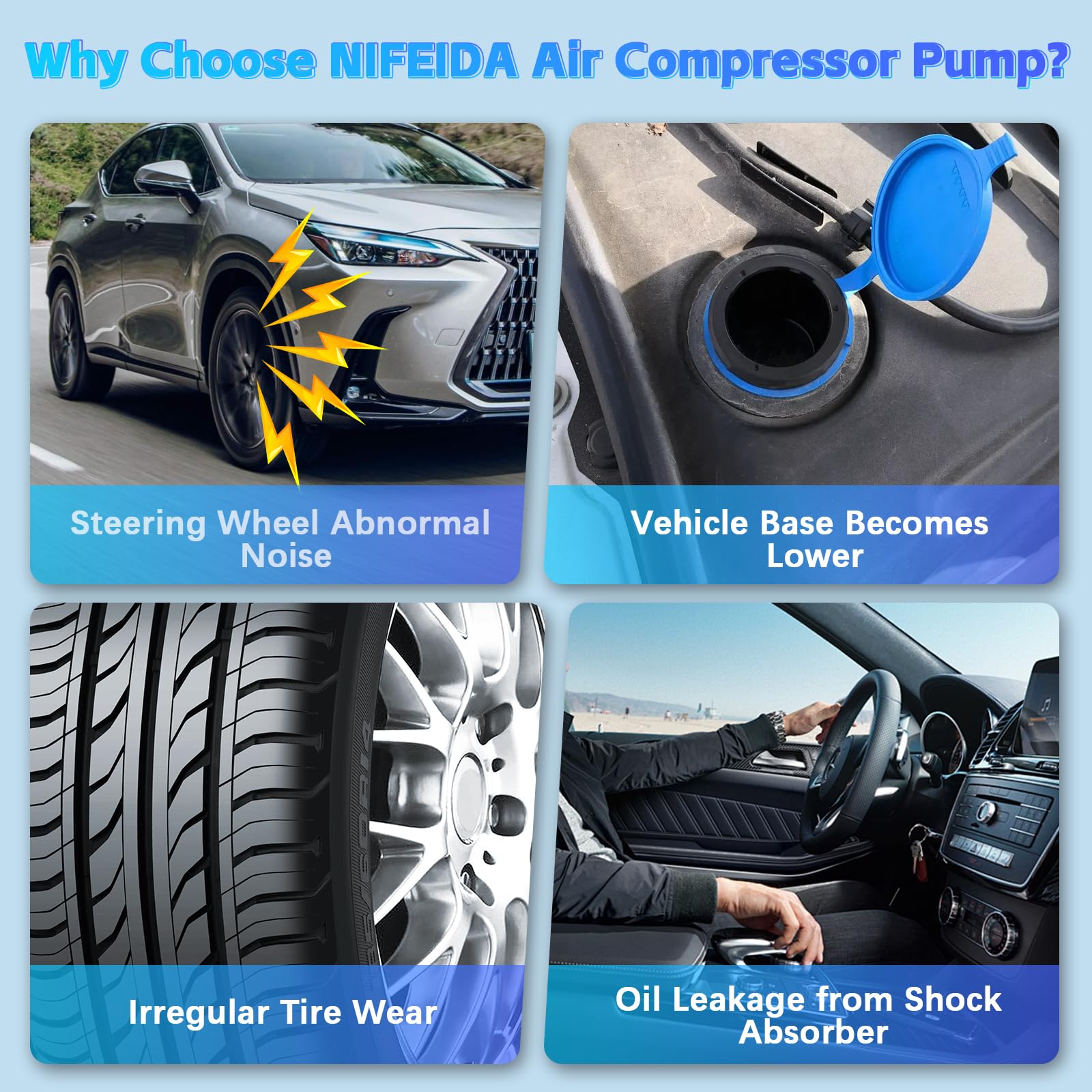 Nifeida 1643201204 Air Suspension Compressor Pump Replacement for 2006-2012 Mercedes Benz W164 X164 GL/ML Class (GL320 GL350 GL450 GL550 ML320 ML350 ML450 ML500 ML550 ML63 AMG) - Compatible with OEM 1643200004 1643200304 - Perfect for Smooth Ride & Off-Road Adventures