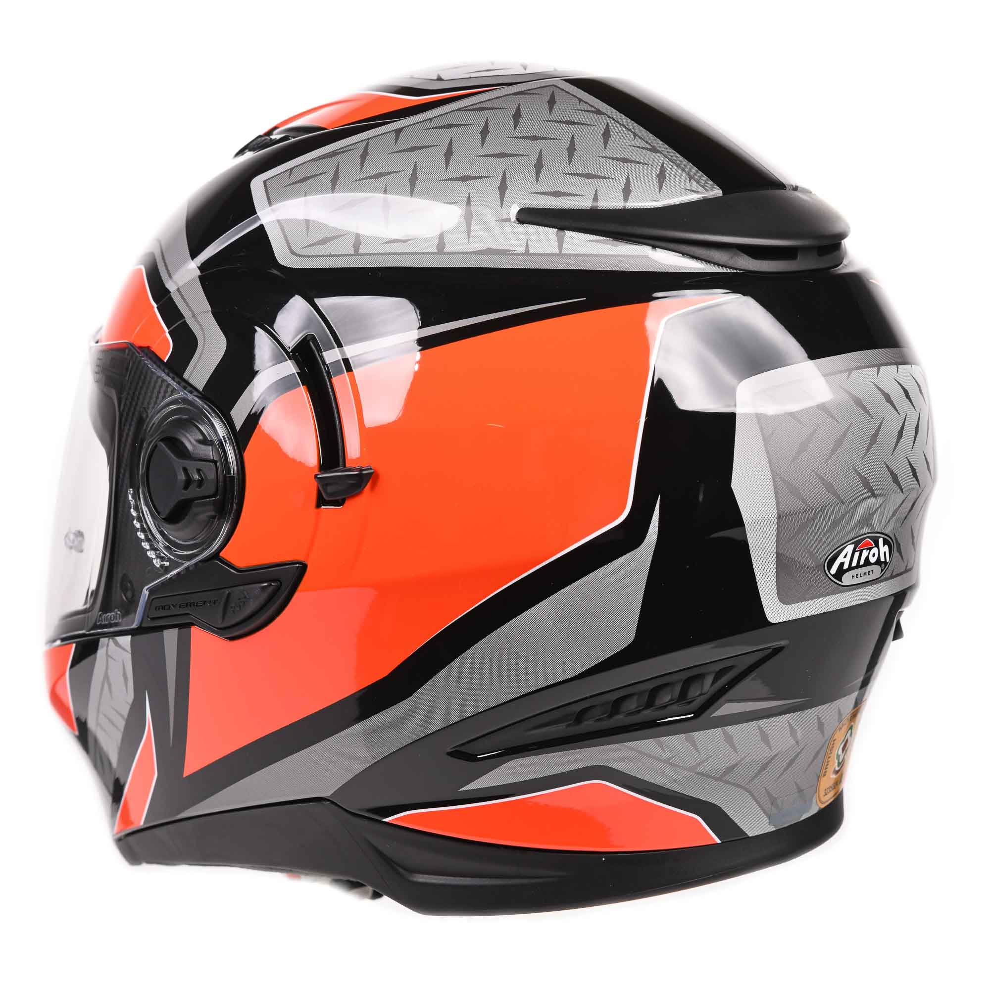 Airoh Movement S Steel Gloss Orange Motorcycle Helmet - Lightweight & Durable Full Face Helmet for Street Biking, Racing & Urban Commuting