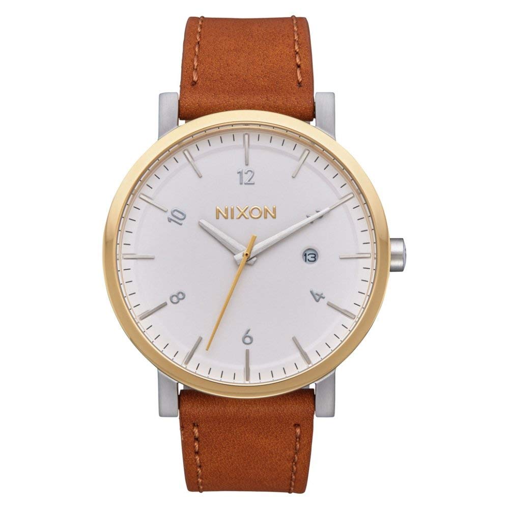 Nixon Men's The Rollo Watch - Gold/Cream/Tan Stainless Steel Chronograph for Casual & Business Wear | Waterproof & Durable for Outdoor Activities