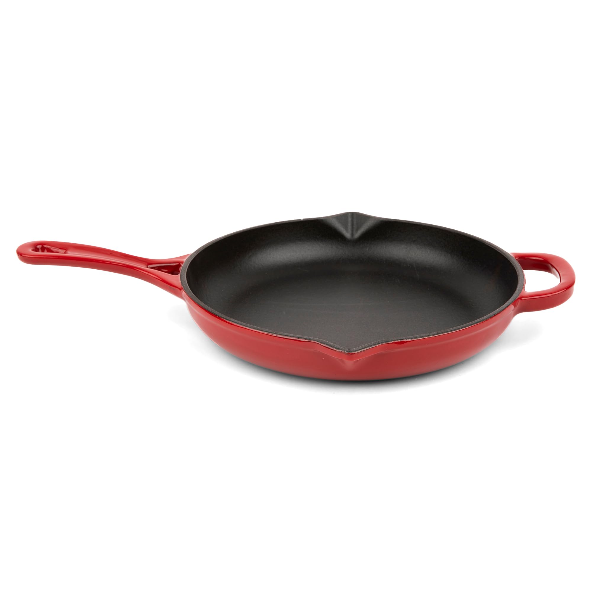 Premium Enameled Cast Iron Skillet 10.25 Inch - Oven Safe to 500°F - Nonstick Enamel Coating - Pour Spouts - Works on All Cooktops (Gas, Electric, Induction) - Perfect for Searing, Frying, Baking & Stovetop-to-Oven Cooking - Elegant Cabernet Red Color