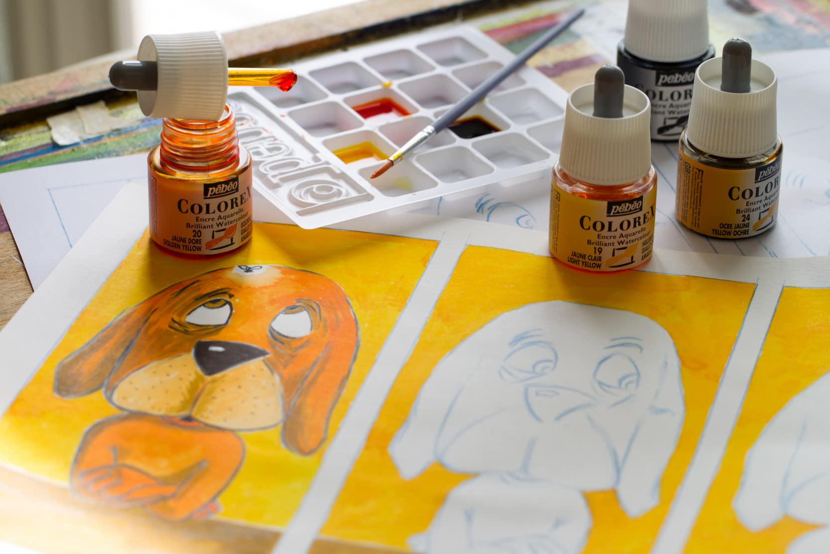 Pebeo Colorex Watercolor Ink - 45ml Bottle with Dropper (Silver) | Premium Artist Paint for Calligraphy, Illustration & Mixed Media Art Projects