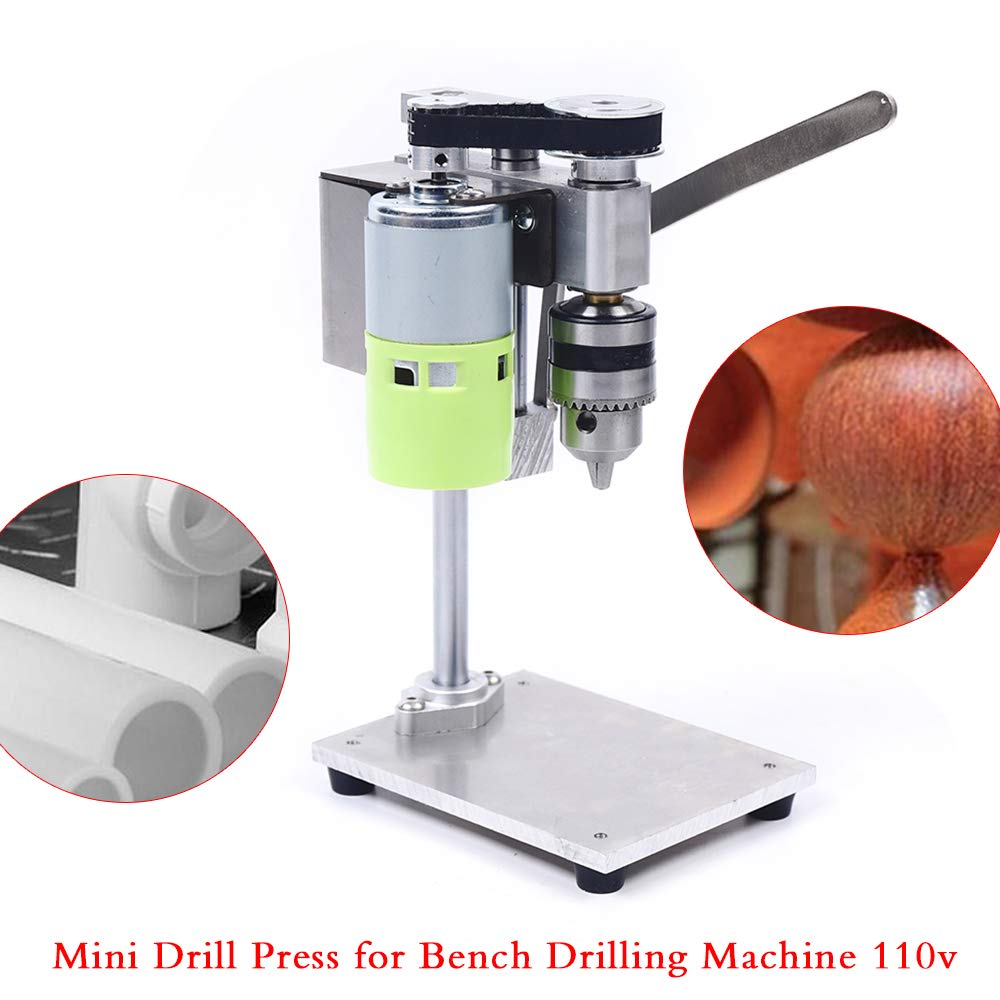96W Electric Drill Press Stand - Heavy Duty Bench Drill Holder for DIY, Woodworking & Metalworking | Compact Grinder Table Stand for Home Workshop & Repair Projects (Silver)
