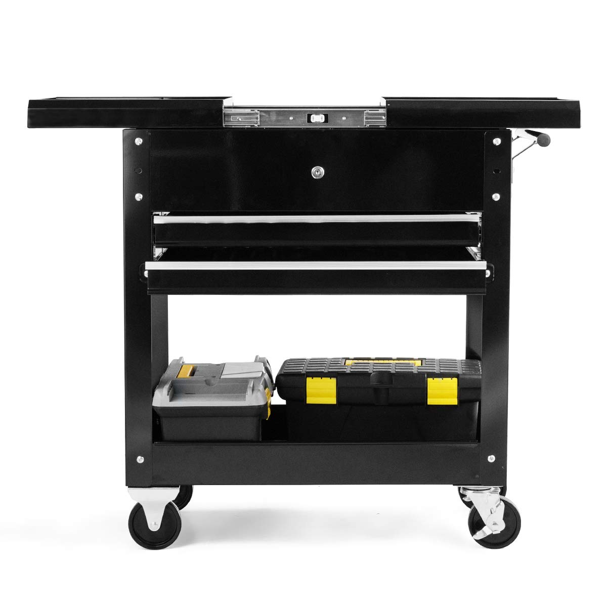Heavy Duty 4-Tier Rolling Tool Cart with Lockable Drawers - Garage & Workshop Storage Organizer