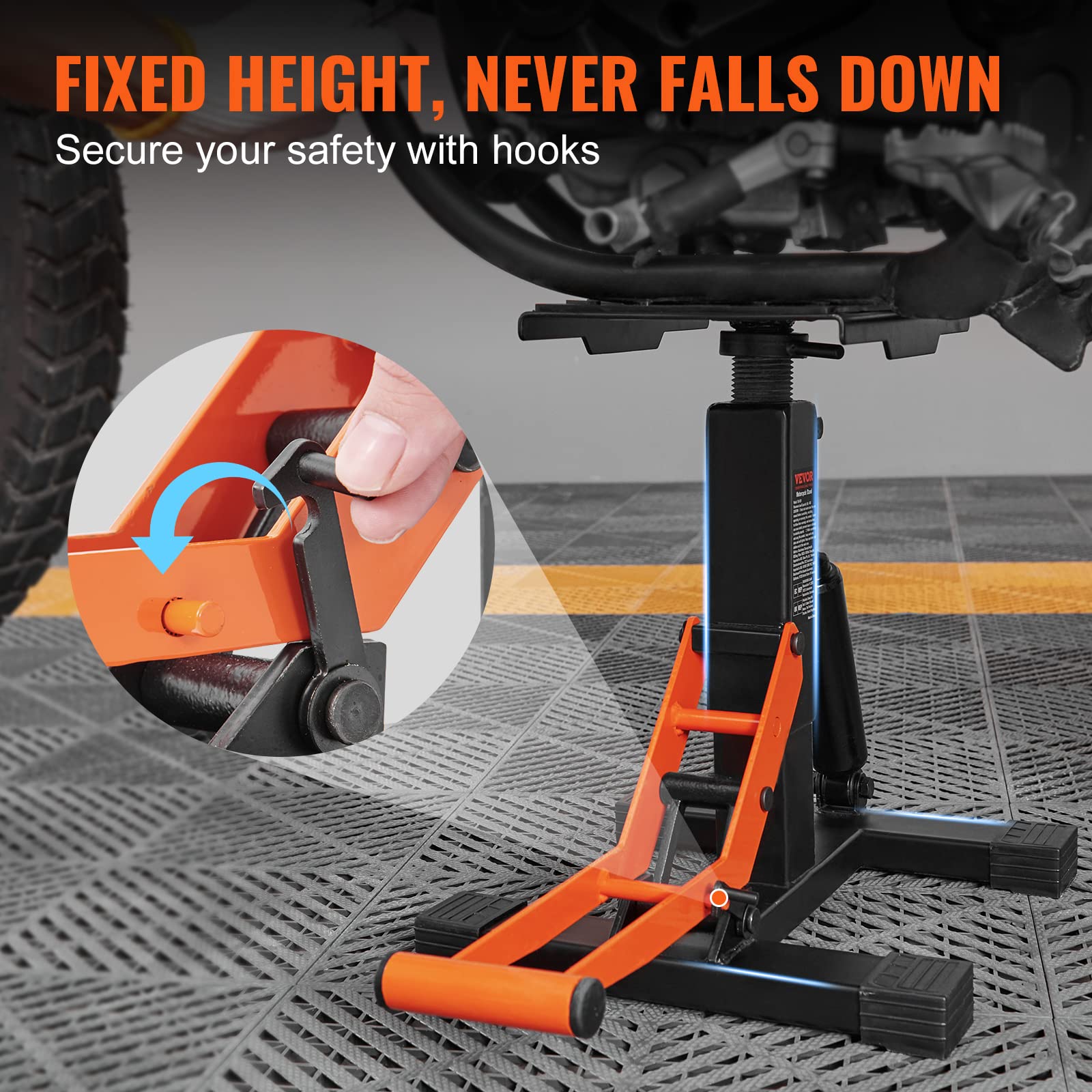 VEVOR Hydraulic Motorcycle Lift Stand - 440 lbs Capacity Adjustable Height Dirt Bike Jack for Pit Bike Repair & Maintenance | Heavy-Duty Hoist Table for Garage, Workshop & Off-Road Bike Accessories