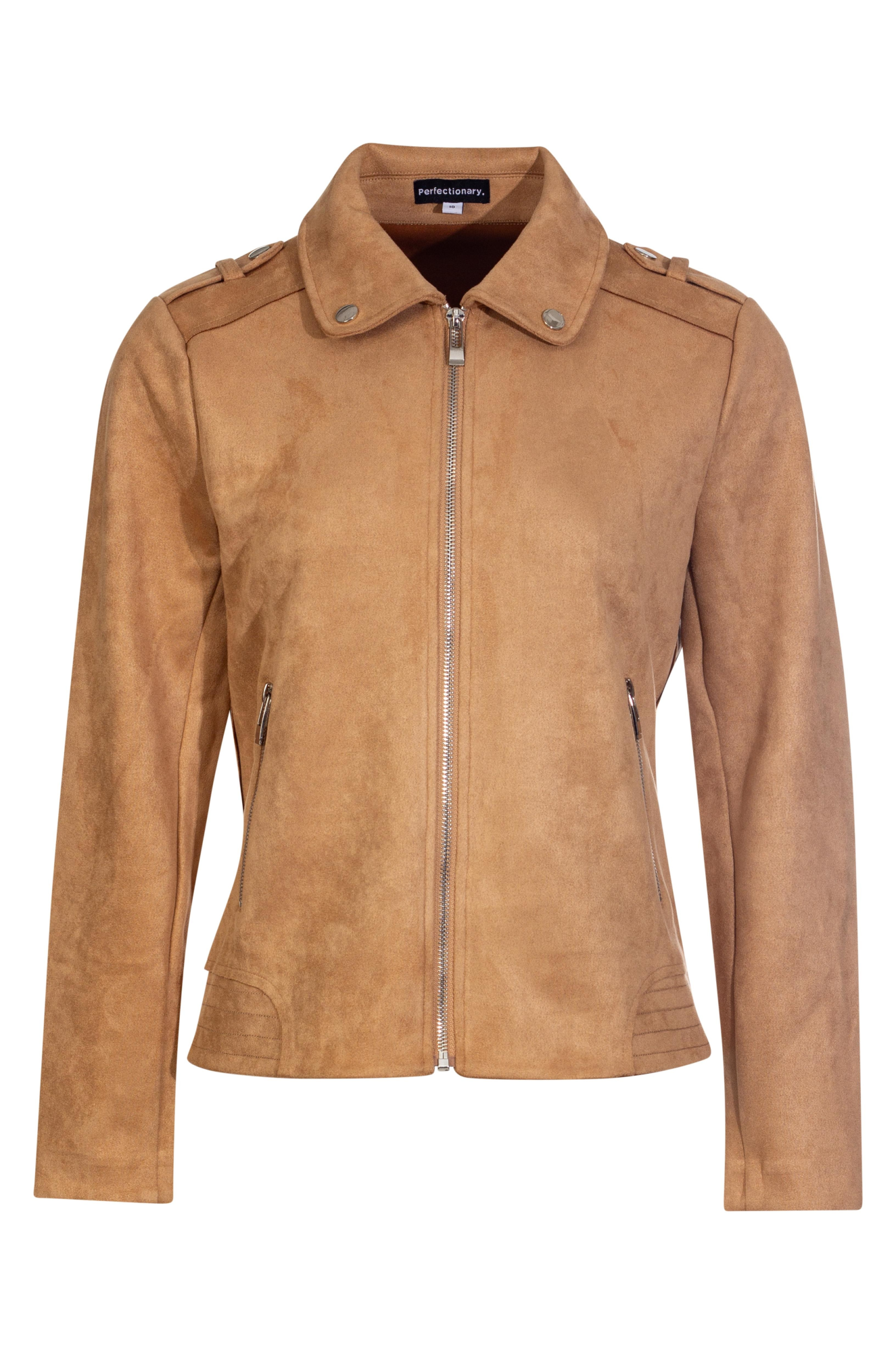 Camel Suede Look Jacket for Women | Faux Suede Outerwear Coat | 4063BR | Perfect for Fall & Winter Fashion, Casual Outings & Date Nights