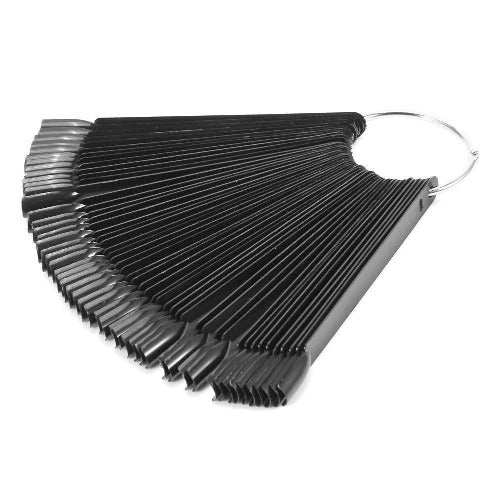 50-Piece Black Square Nail Art Color Display Swatch Ring - Professional Nail Polish Color Wheel for Salon, DIY Manicure & Nail Technician Training