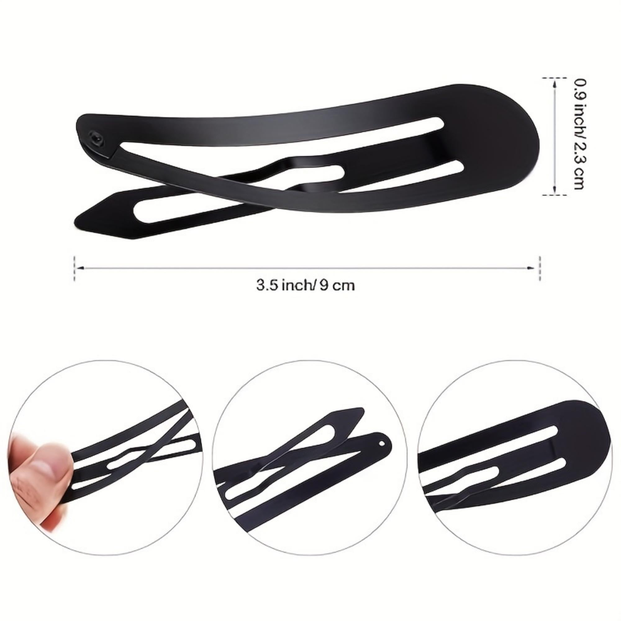 LYTIX 24-Pack Matte Black Tic Tac Hair Clips for Women - Wave Shape Snap Hair Clips, Stylish Hair Accessories for Everyday Use, Work, and Parties