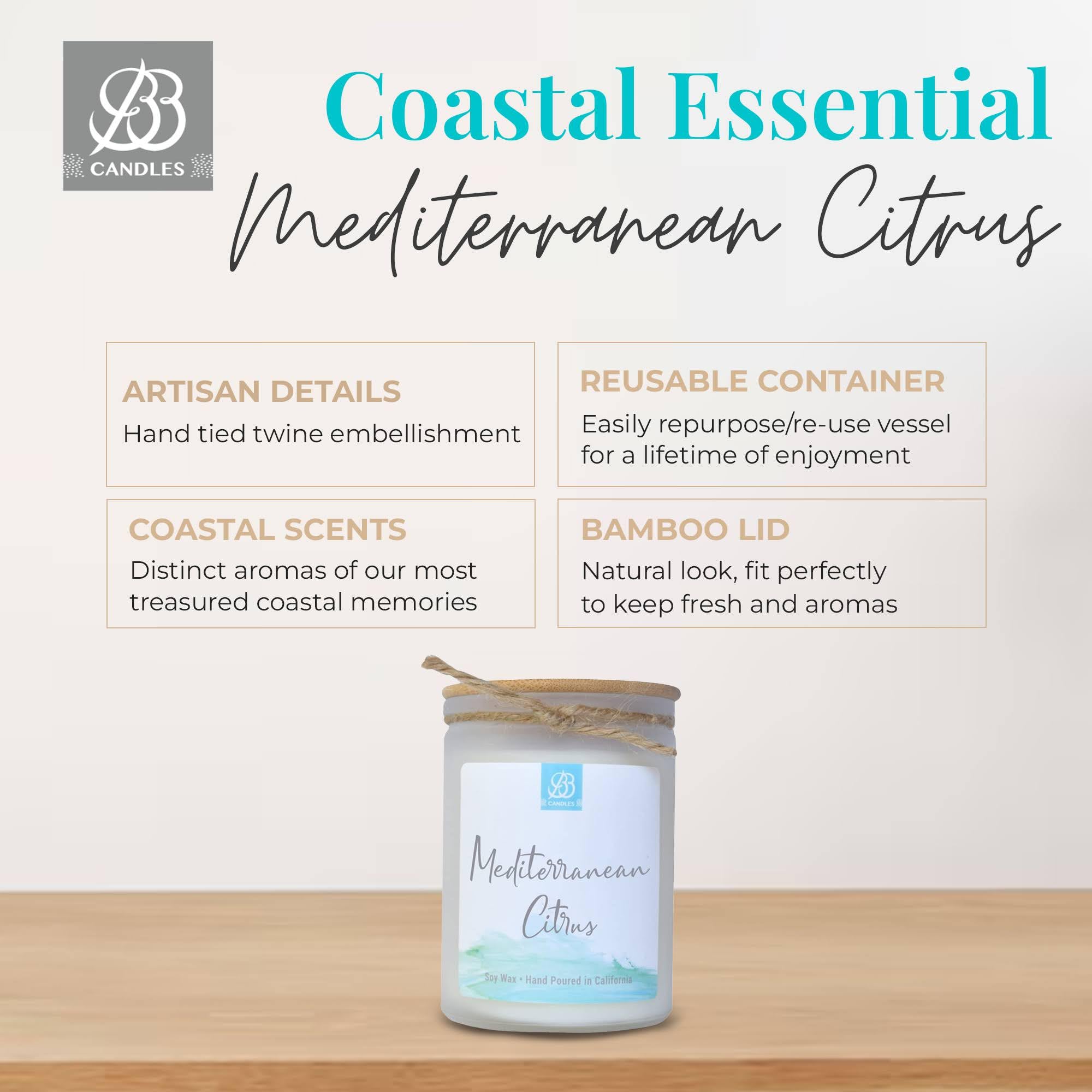 Coastal Essentials Natural Soy Hand-Poured Candle - Sea Lavender Scent, Long-Lasting 90+ Hours Burn Time, 12oz Artisan Candle for Home, Spa & Relaxation | Strong Aromatherapy Fragrance for Bedroom, Bath & Office