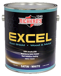 Richard's® EXCEL Rust Shield 100% Acrylic DTM Industrial Satin Enamel Paint (1240) - Corrosion-Resistant Metal Coating for Industrial Equipment, Machinery & Outdoor Structures