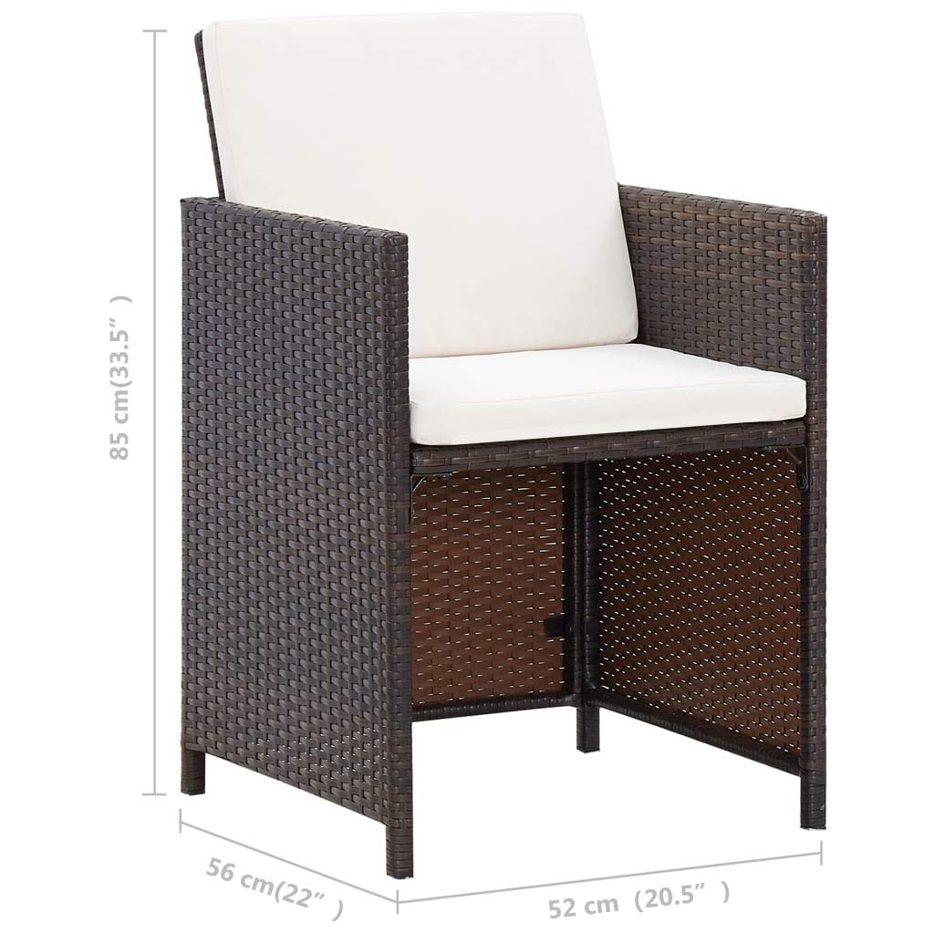 FAMIROSA 2-Piece Brown Poly Rattan Garden Chairs with Cushions - Outdoor Patio Furniture Set for Backyard, Poolside & Balcony Relaxation