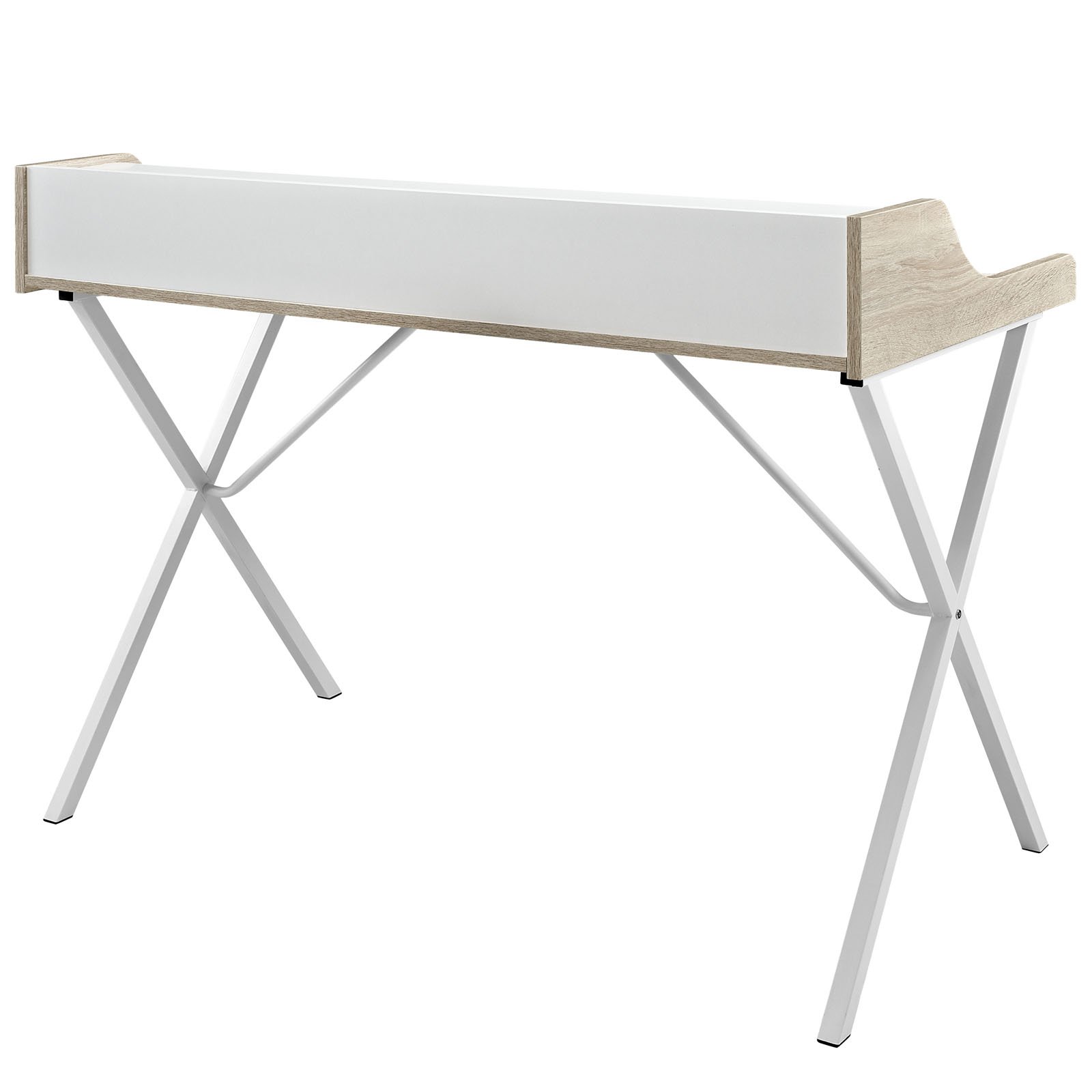 Modway Bin Contemporary Modern Writing Desk with Storage Cubbies - Solid Oak Wood Home Office Desk for Small Spaces, Study & Workstation