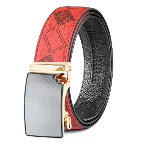 Grey Gold Buckle Check Red Belt