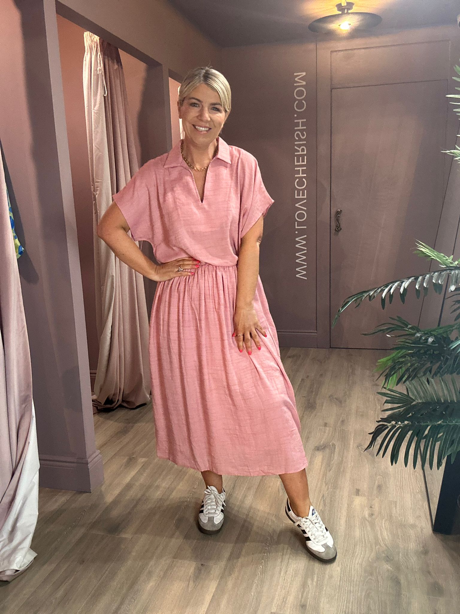 AUXANE Women's Flowy Pink Skirt - Elegant A-Line Midi Skirt for Casual & Office Wear | Perfect for Spring & Summer Outfits