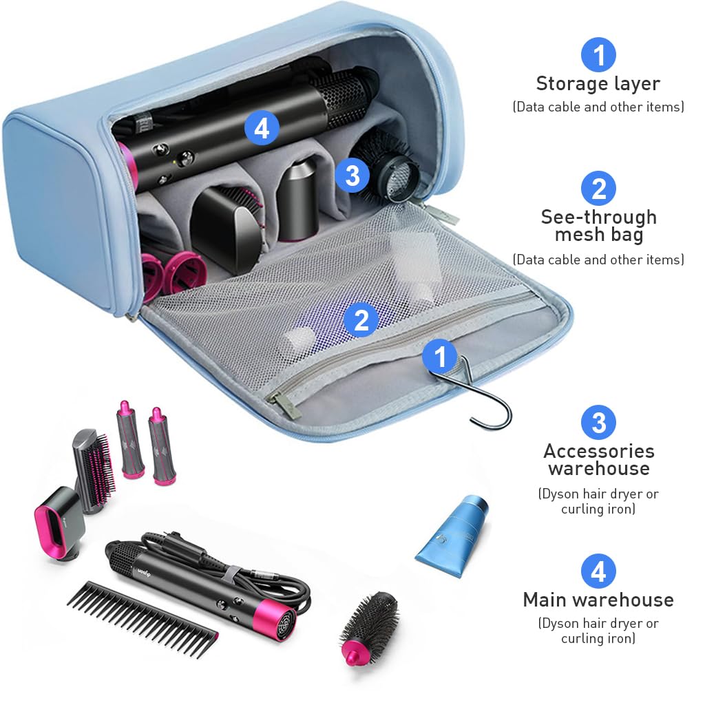 Dyson Airwrap Storage Bag - PU Travel Organizer with Hanging Hook for Hair Stylers | Portable & Compact