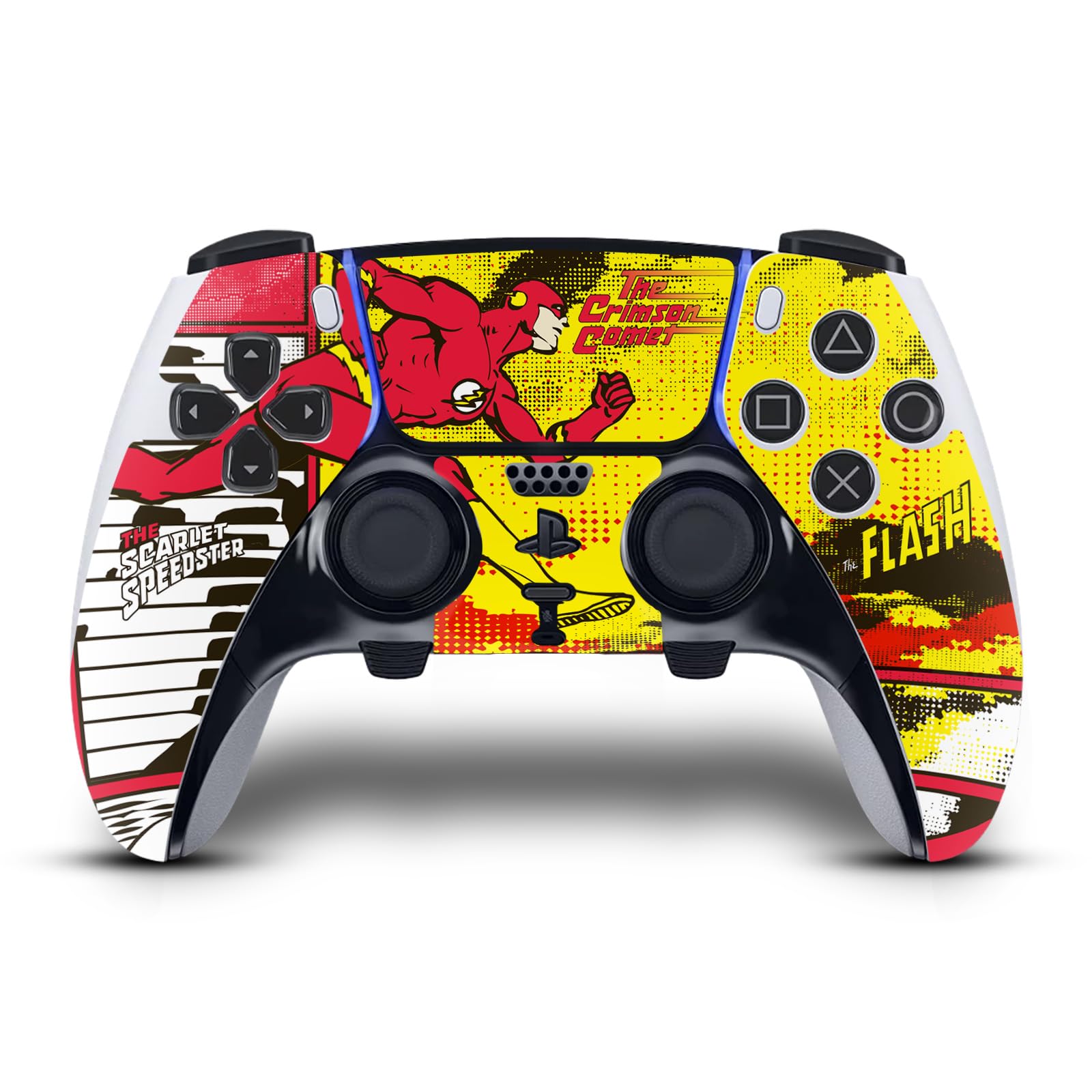Official The Flash DC Comics Collage Panel Art Vinyl Skin Sticker Compatible with Sony PlayStation 5 PS5 DualSense Edge Controller - Gaming Accessory for Superhero Fans & Custom PS5 Controller Decoration