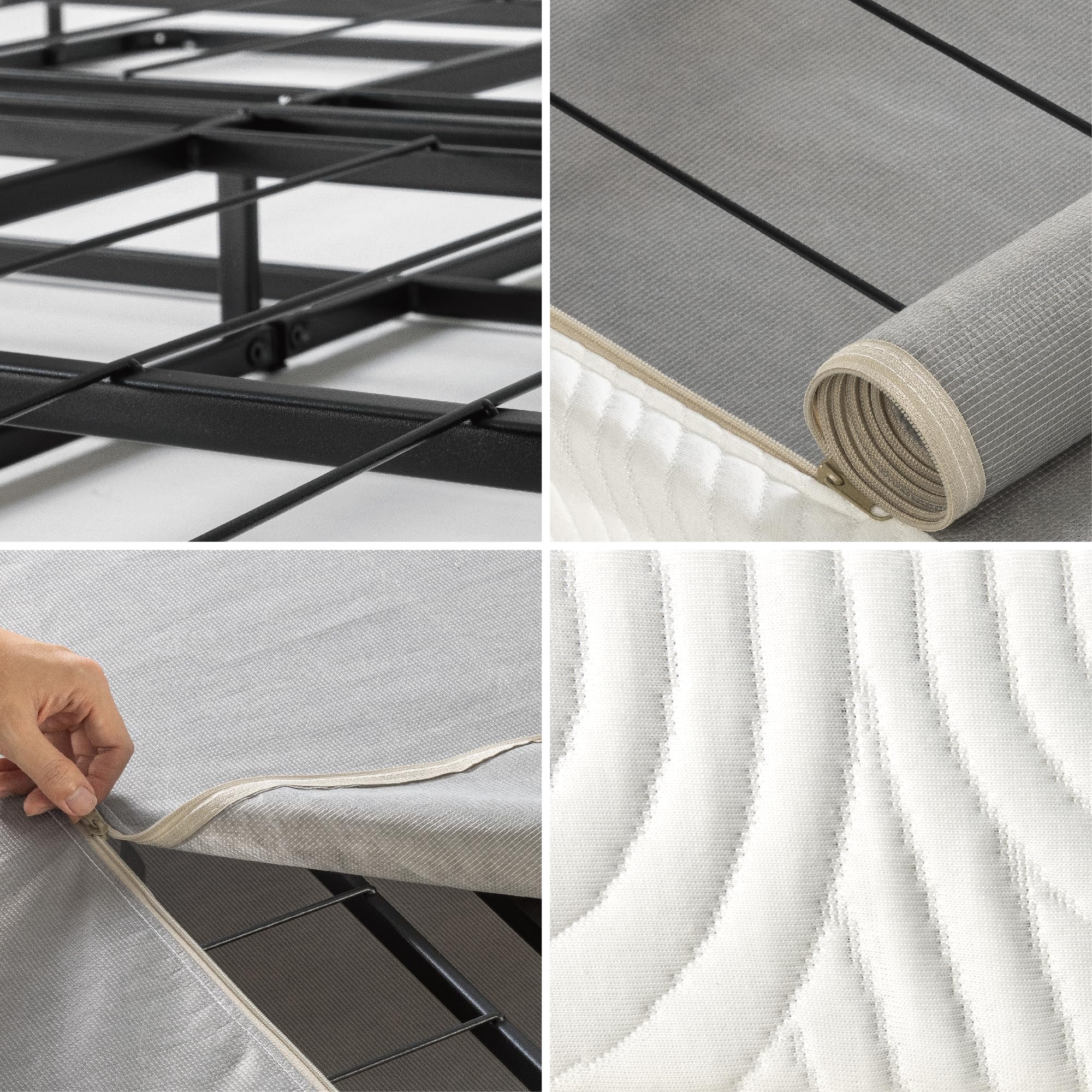 ZINUS 4 Inch Box Spring with Cover - No Assembly Mattress Foundation with Sturdy Metal Structure - Split Cal King Size in White | Perfect for Bedroom, Guest Room & Dormitory Use