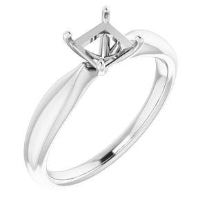 14K White Gold 5mm Square Solitaire Engagement Ring Mounting - Perfect for Proposals, Weddings & Anniversary Gifts