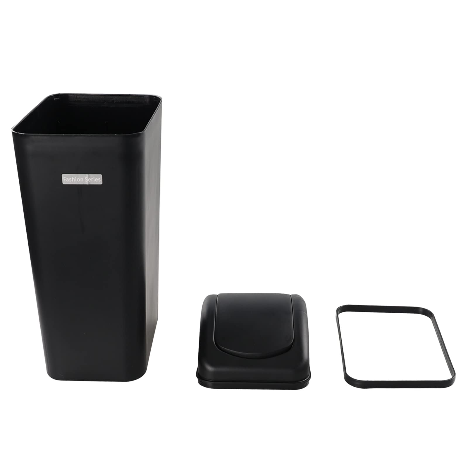 Xyskin 3.5 Gallon Plastic Trash Can with Swing Lid - Bathroom Waste Bin, Kitchen Garbage Can, Office Trash Container - Black, Fragrance-Free - Perfect for Home, Bathroom, Kitchen & Office Use