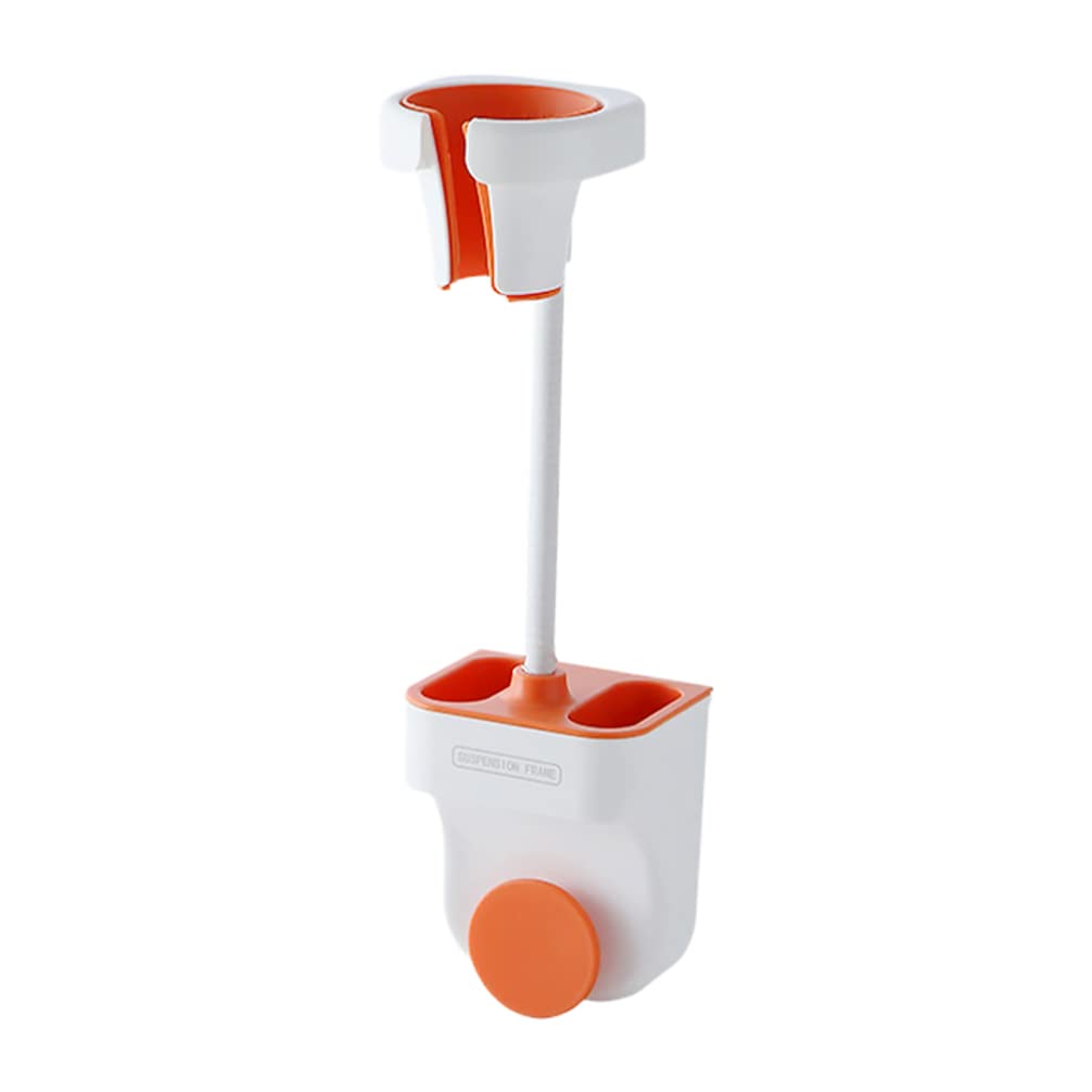 Zerodeko No-Drill Hair Dryer Holder for Bathroom - Wall Mount Blow Dryer Organizer with Storage Rack, Orange - Perfect for Small Bathrooms & Vanity Organization
