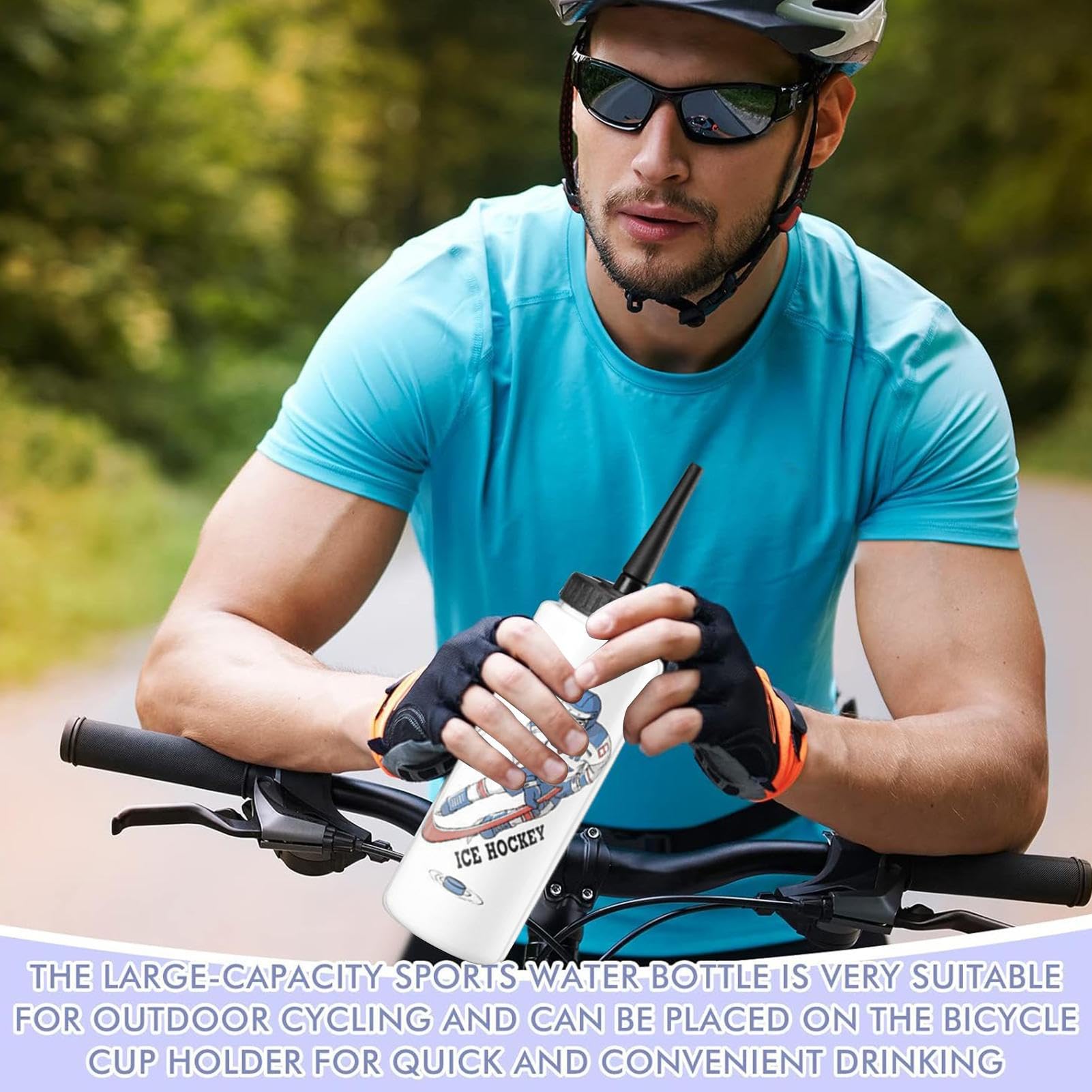 1L Large Capacity Ice Hockey Water Bottle with Long Straw - Portable Sports Water Bottle for Boxing, Cycling, Hiking & Gym - Durable Outdoor Gear for Athletes & Fitness Enthusiasts - Perfect for Training, Games & Outdoor Adventures