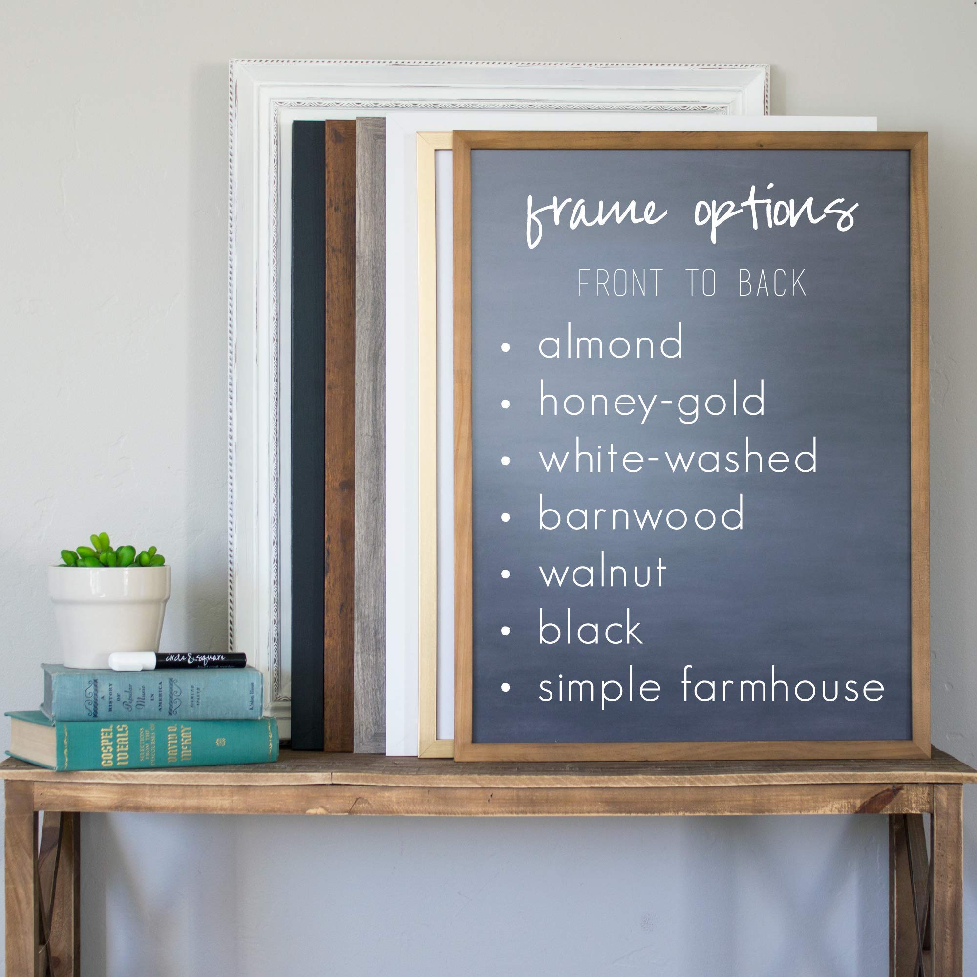 24x36 Large Dry Erase Framed Calendar - Custom Family Name & Cursive Hanging Chalkboard Style - Perfect for Home, Office, and Classroom Organization