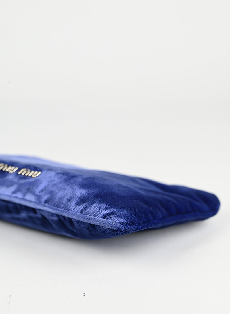 Miu Miu Blue Velvet Pochette Handbag - Elegant Clutch for Evening Parties & Special Occasions