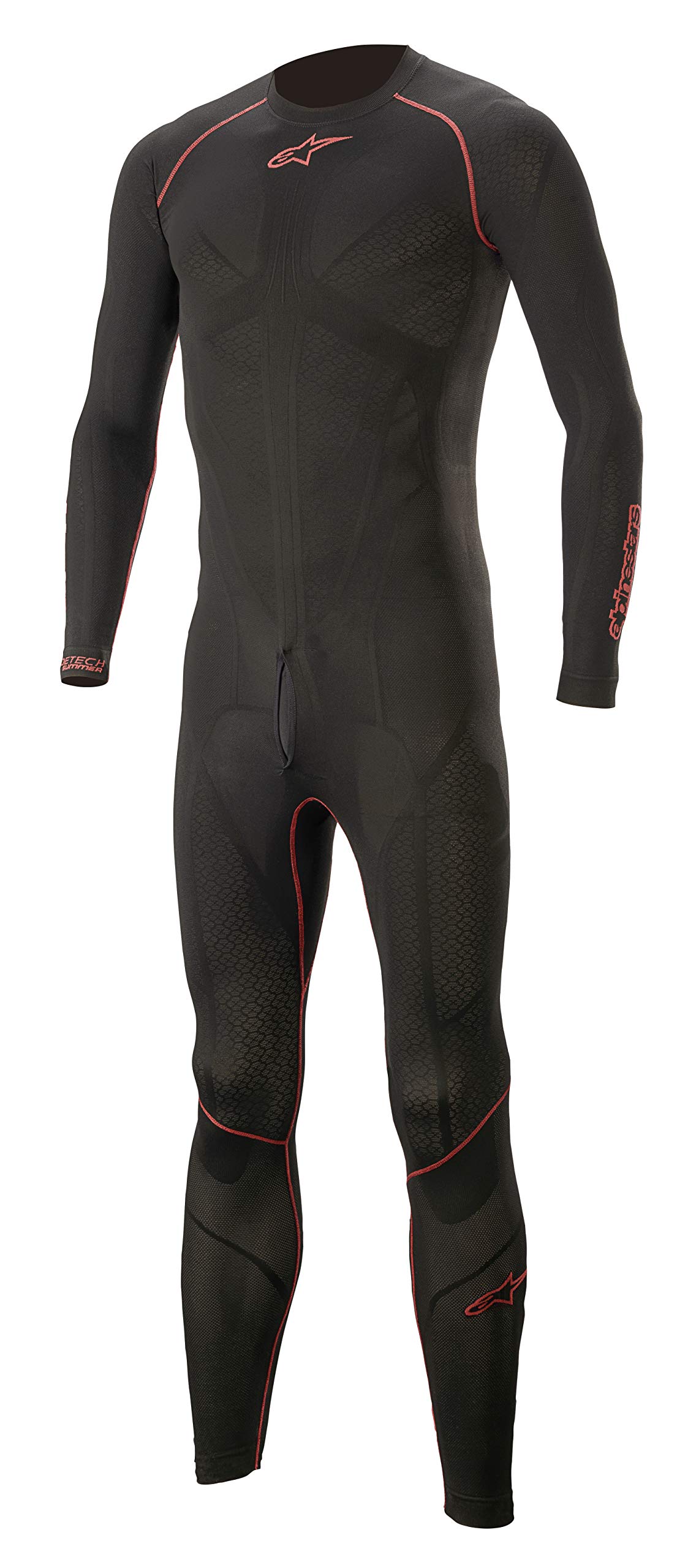 Alpinestars RIDE TECH LITE 1-Piece Undersuit - XXL Size, Black/Red Color - Motorcycle Base Layer for Racing & Cold Weather Riding