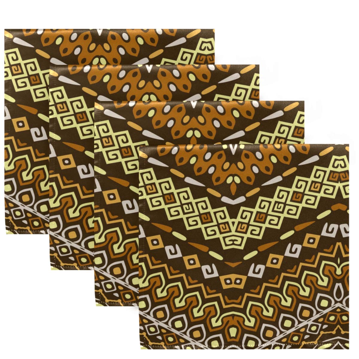African Style Washable Cloth Napkins - Reusable 20x20in Ethnic Ornamental Dinner Napkins for Home, Party & Table Decor | Perfect for Weddings, Restaurants and Eco-Friendly Dining