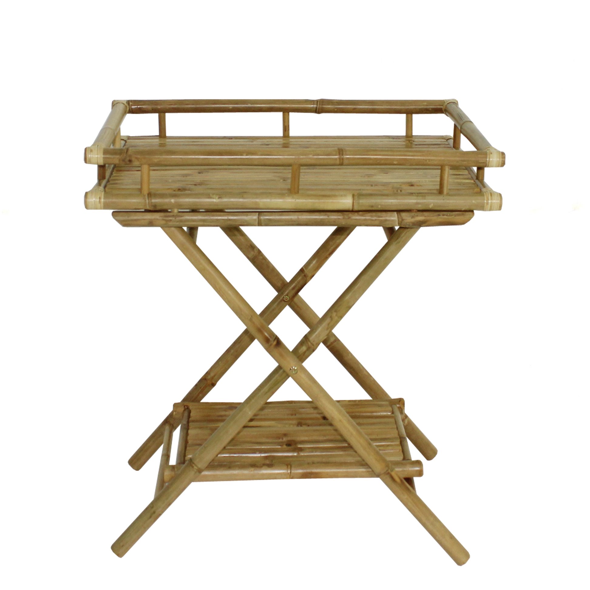 Butler Bamboo Tray Table with Removable Serving Tray - Foldable Breakfast Bed Table for Coffee, Snacks, TV Watching, and Laptop Use in Living Room, Bedroom, or Office