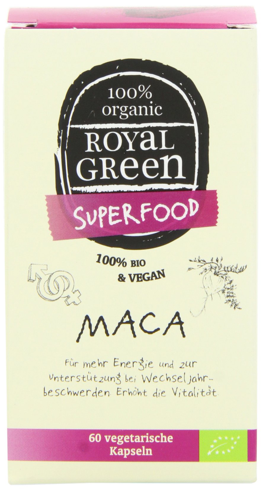 Royal Green Maca Capsules - 60 Count | Organic Peruvian Maca Root Powder Supplement for Energy, Stamina & Hormone Balance | Boost Vitality for Men & Women | Perfect for Workout, Stress Relief & Daily Wellness