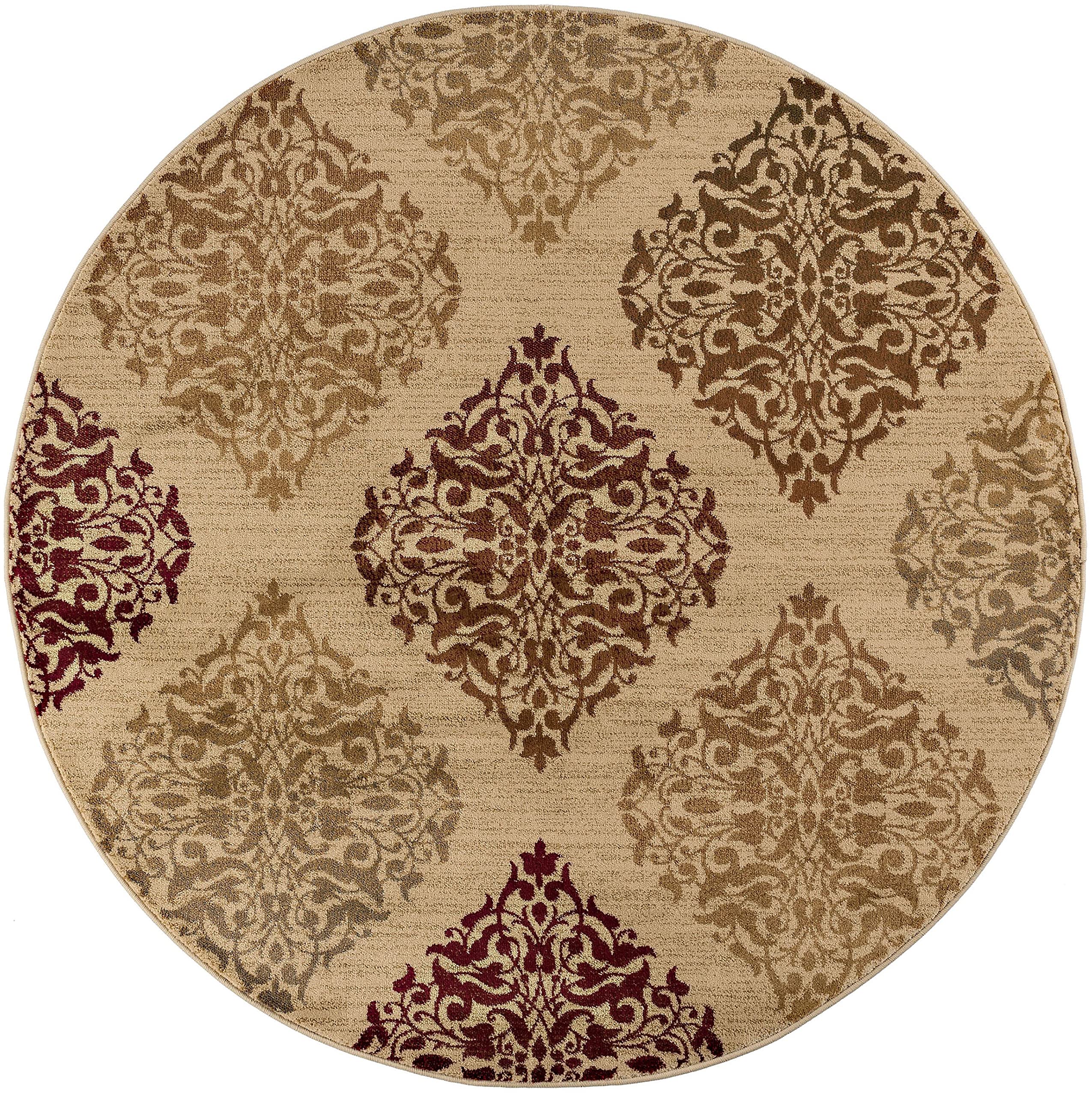 Monica Beige Modern 6ft Round Area Rug - Soft Contemporary Carpet for Living Room, Bedroom, Dining Room, Kitchen & Entryway - Non-Slip Indoor Floor Mat for Home Decor & Cozy Spaces