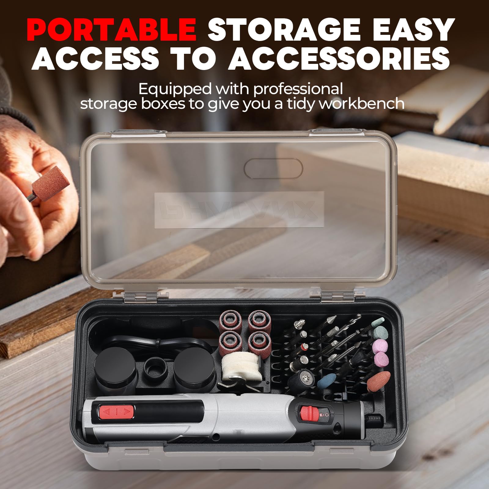PHALANX 4V Cordless Rotary Tool Kit with 80-Piece Accessories, 4000mAh Li-Ion Battery & 9-Speed Adjustment - Perfect for Cutting, Sanding, Carving, Polishing & Engraving DIY Projects, Home Repairs, and Crafting