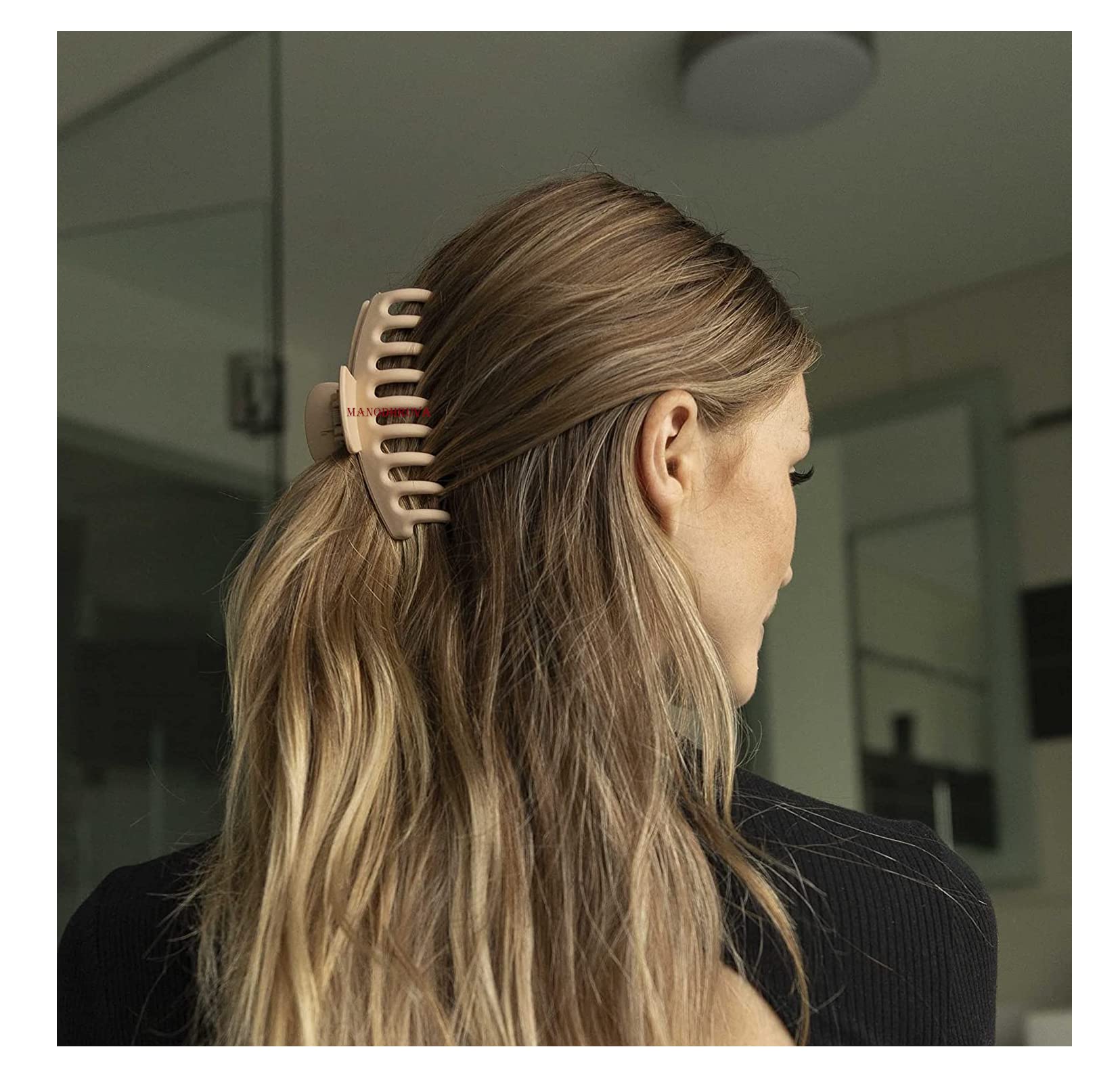 MANODHRUVA 3-Piece Jumbo Hair Claw Clips for Thick Hair - Large Bun Hair Clips (9cm) - Strong Hold Hair Accessories for Women - Perfect for Ponytails, Buns & Updos - Pack of 3