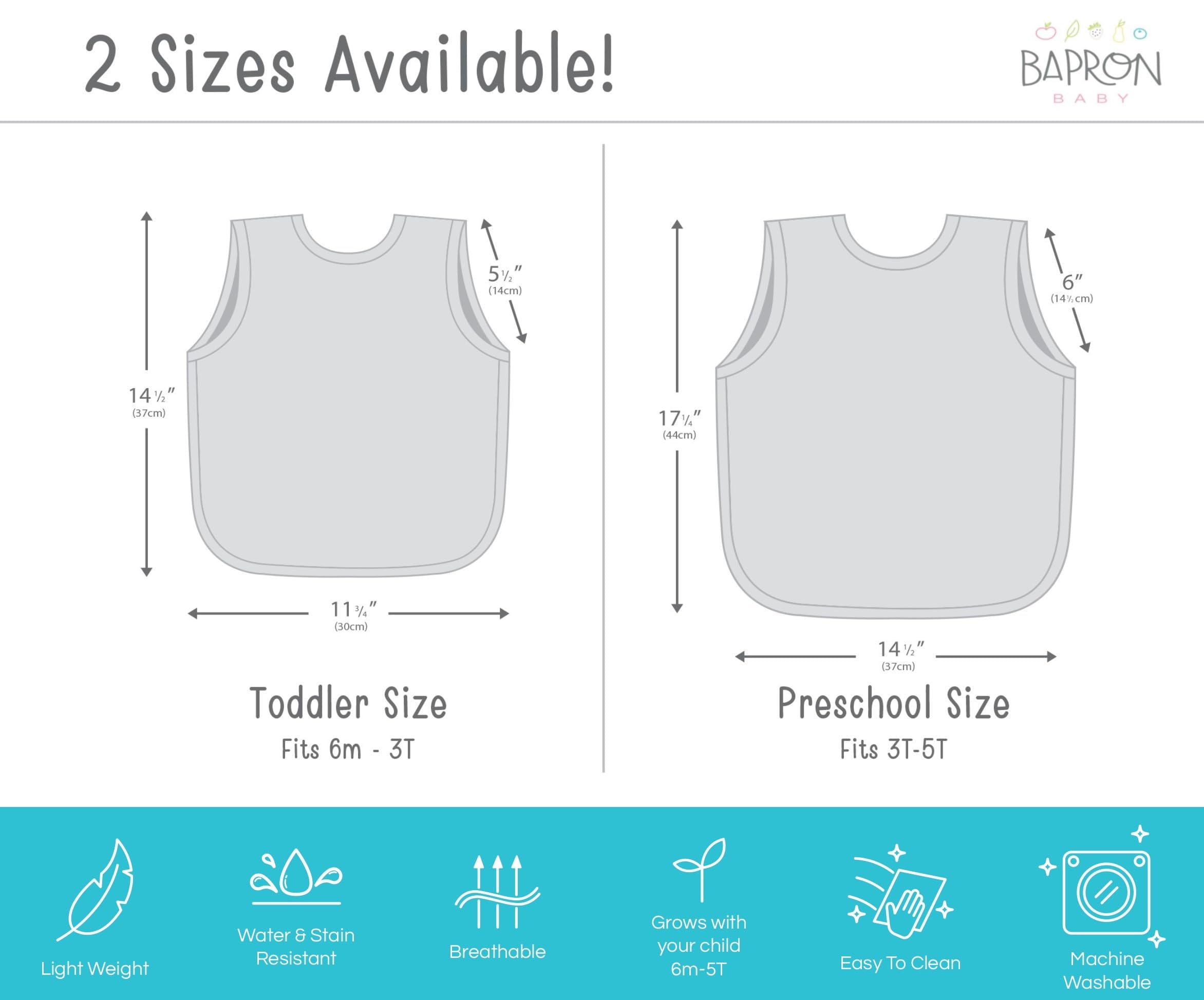 BapronBaby Cookies & Milk Bapron - No Neck Tie Safer Bib for Babies & Toddlers 3-5 Years - Soft Waterproof & Stain Resistant Feeding Apron - Machine Washable Preschool Bib - Perfect for Mealtime, Snacks & Messy Play
