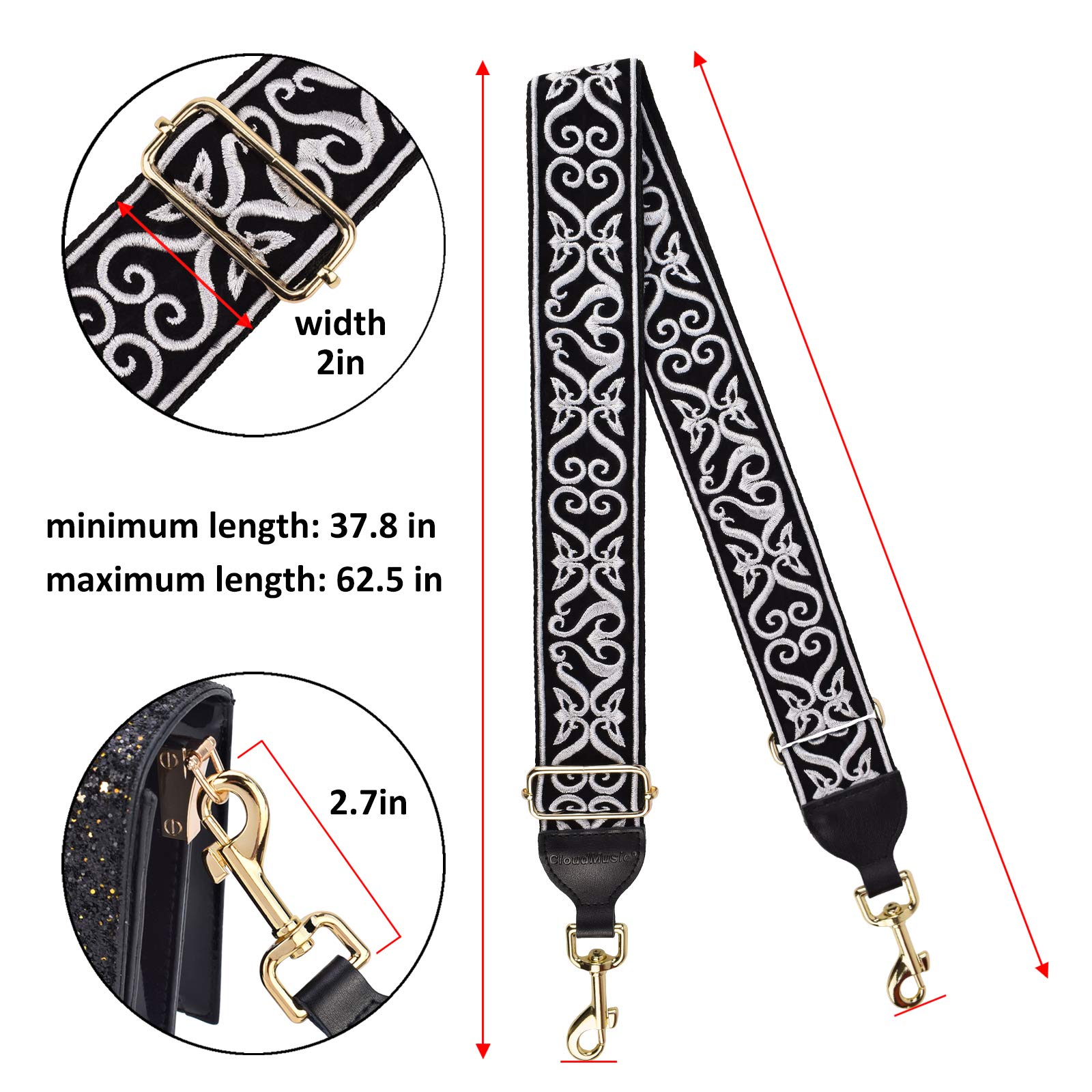 CLOUDMUSIC Handbag Strap Replacement - Adjustable Shoulder & Crossbody Purse Strap for Women & Girls | Perfect for Everyday Use, Travel & Fashion Accessories