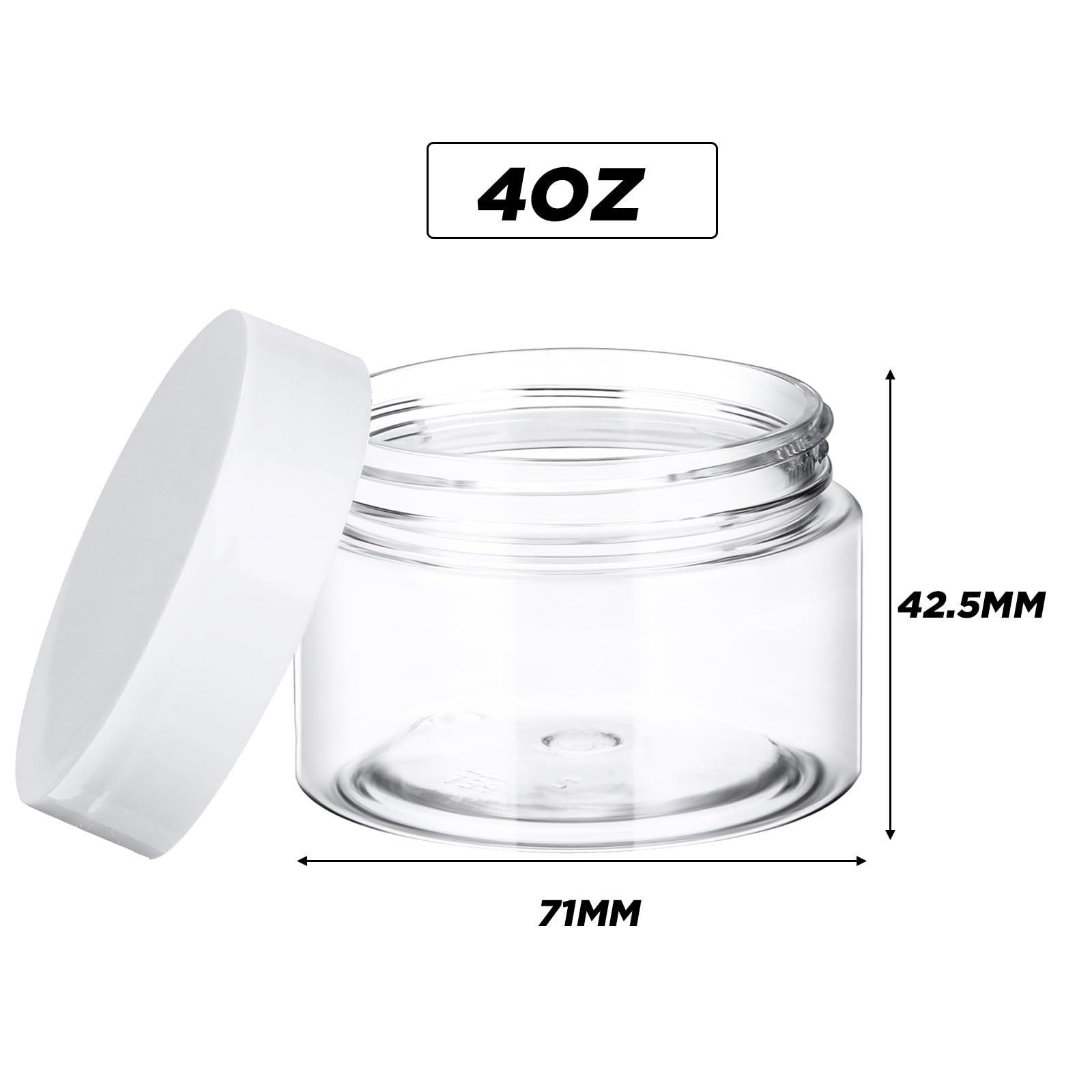 SATINIOR 24-Piece Clear Plastic Jars with Lids - 4 oz Round Cosmetic Containers for Cream, Lotion, Butter & Food Storage - Wide Mouth Airtight Jars with Transparent Lids - Perfect for DIY Beauty Products, Crafts & Kitchen Organization