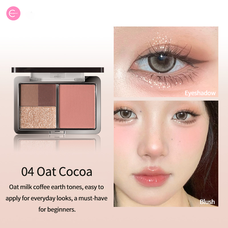 CCSHEER 4-in-1 Mini Eye & Cheek Palette - Neutral Matte & Shimmer Makeup Set for Eyeshadow, Blush, Highlighter & Contour - Perfect for Everyday Wear & Professional Makeup Looks