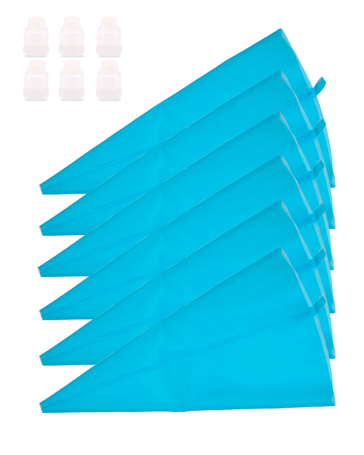 12 Inch Silicone Pastry Bags 6-Pack - Reusable Cake Decorating & Baking Supplies with 6 Icing Couplers - Perfect for Cookies, Cupcakes, Cakes & Dessert Decorating