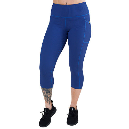 High Waist Ribbed Leggings for Women - Navy Blue Yoga Pants with Tummy Control | Perfect for Workout, Yoga, Running & Lounge Wear