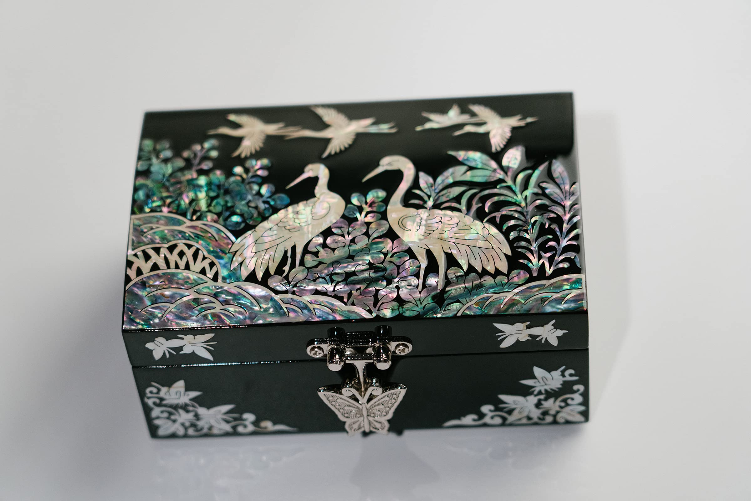 February Mountain Mother of Pearl Small Korean Jewelry Box - Handcrafted Wooden Gift Box for Women | Unique Birthday, Christmas & Sister Gifts | Oriental Home Decor for Bedroom & Dresser