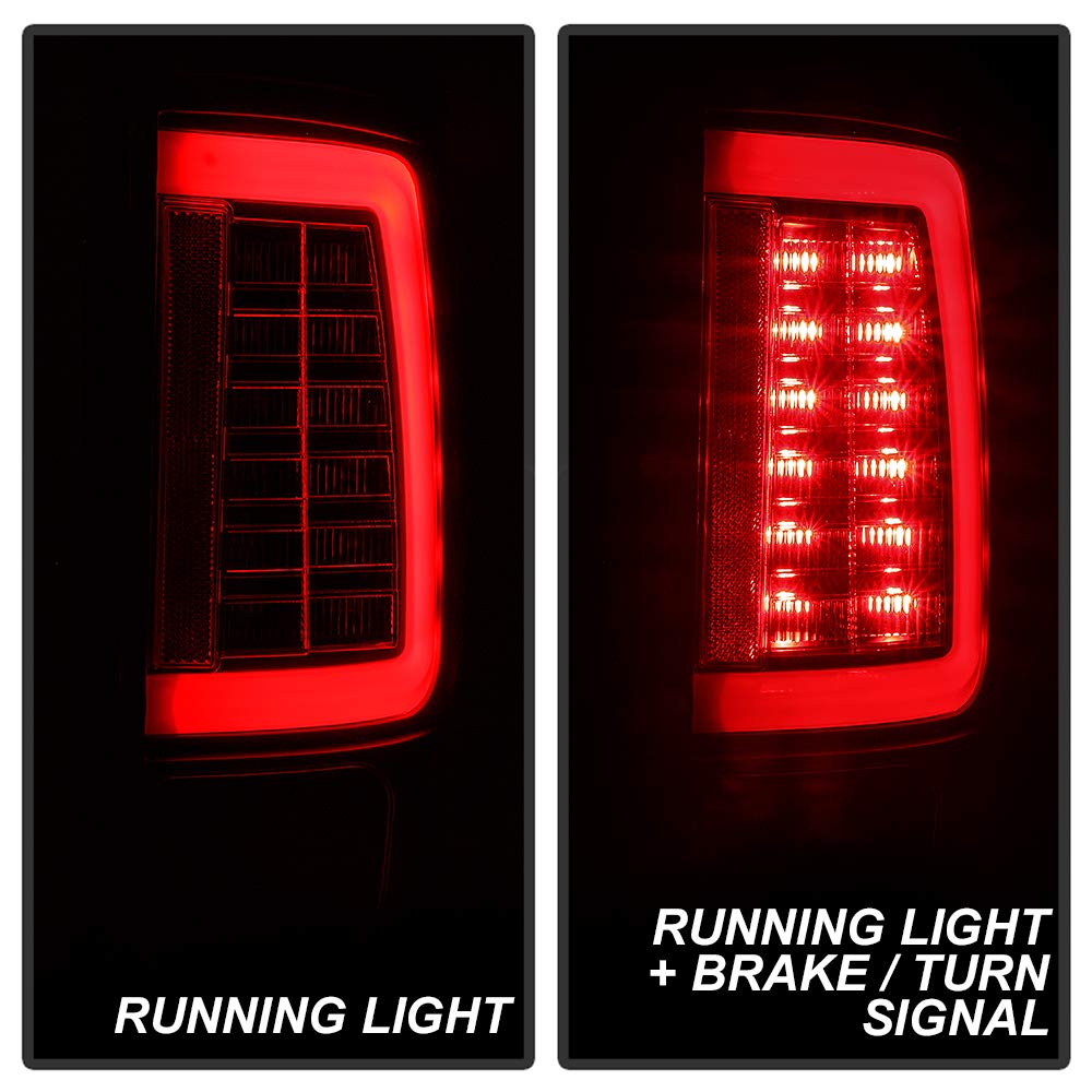 ACANII LED Tube Tail Lights Lamps Assembly - Compatible with 2010-2018 Dodge Ram 1500 2500 3500 Pickup Trucks (Black Edition) - Driver & Passenger Side Replacement - Enhance Visibility & Style for Night Driving & Off-Road Adventures