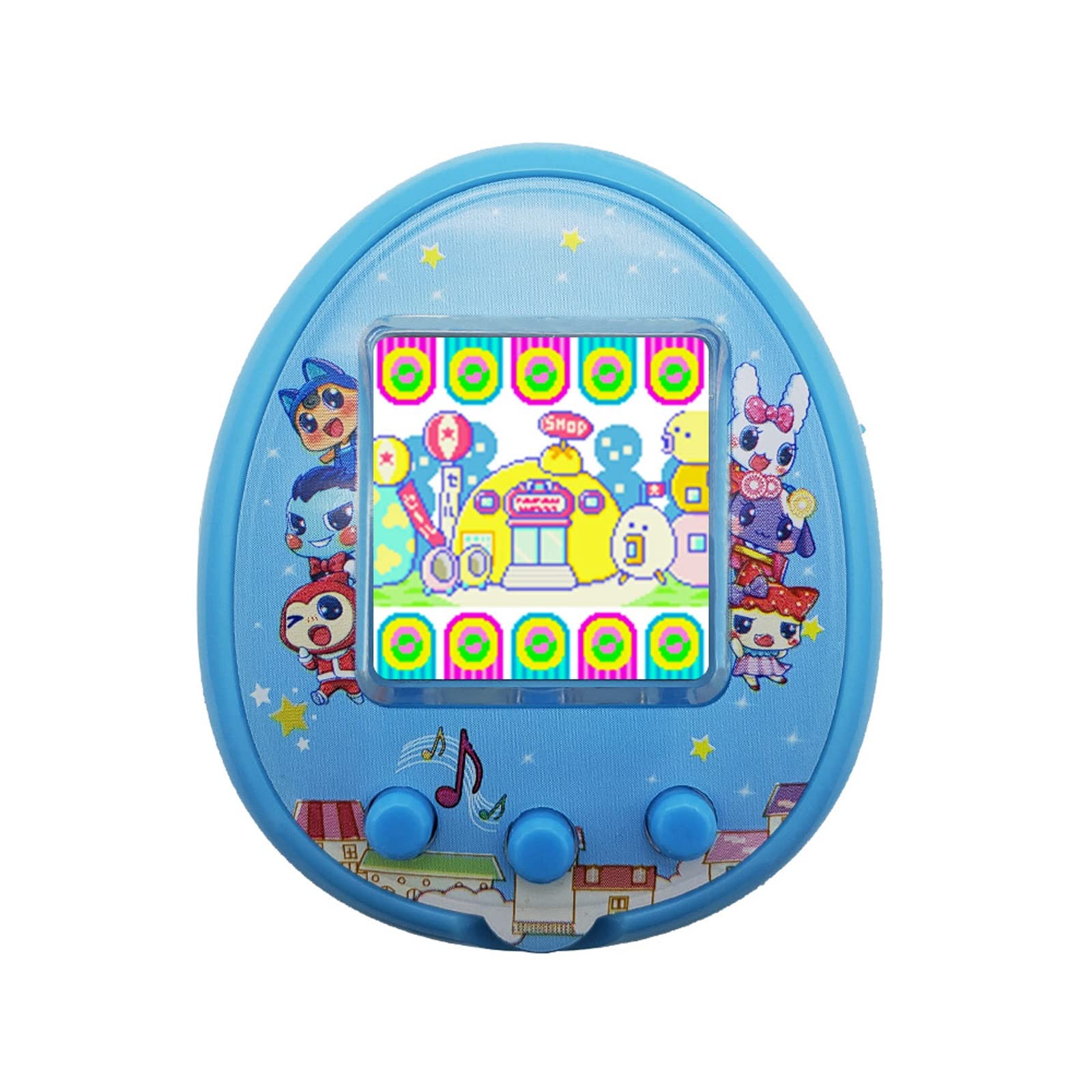 Retro Virtual Digital Pet Keychain - Electronic Handheld Game Toy for Kids & Adults - Nostalgic 80s Style Tamagotchi - Perfect for Gifts, Collectors & Stress Relief (Blue)