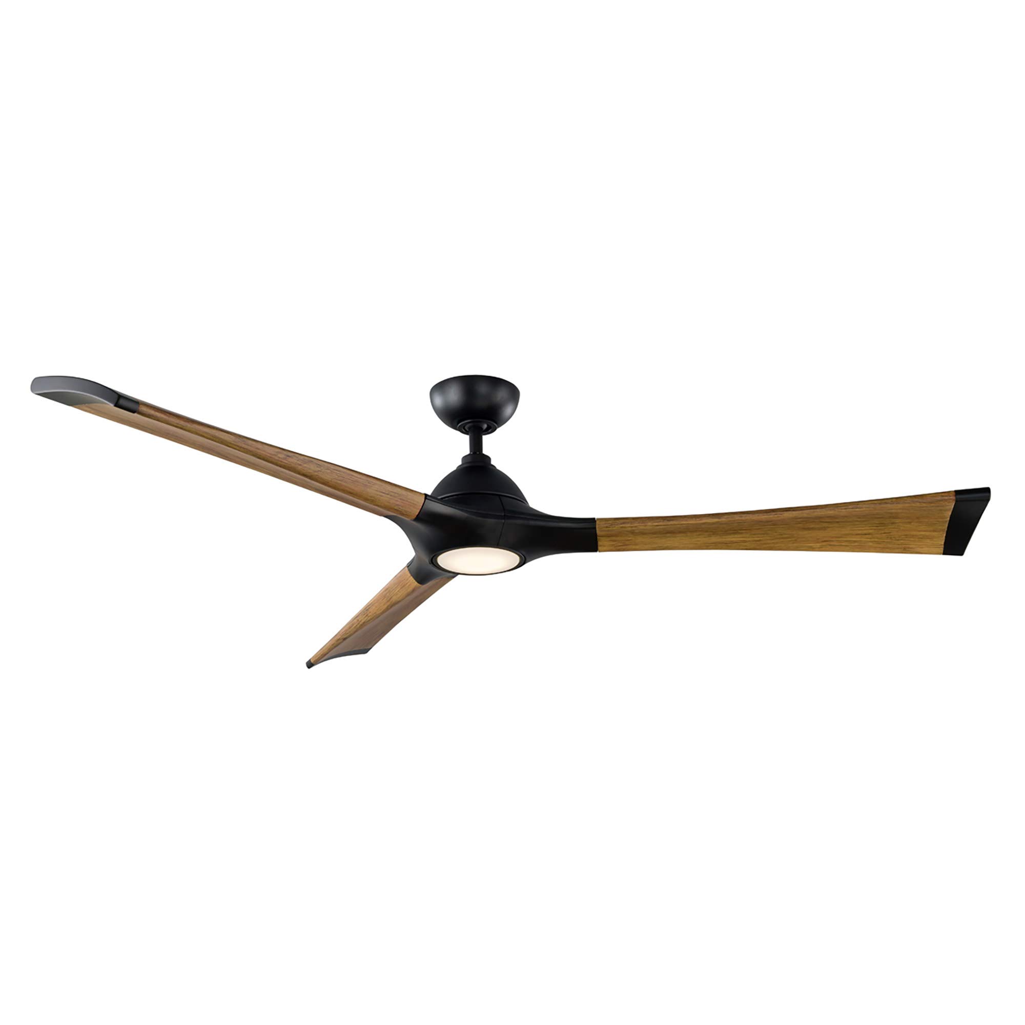 Woody Smart 72in 3-Blade Ceiling Fan with 2700K LED Light Kit, Matte Black Distressed Koa, Wall Control, Alexa & Google Assistant Compatible, Perfect for Living Room, Bedroom, and Outdoor Spaces