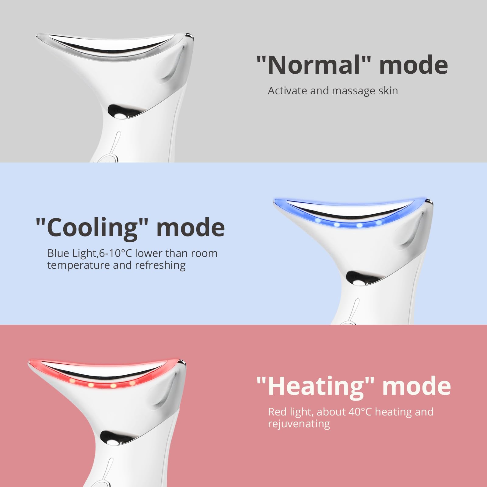 Ms.W Red Light Therapy Neck & Face Massager - Hot & Cold Modes for Skin Tightening, Rejuvenation & Relaxation | Vibration Facial Massager for Wrinkle Reduction & Skin Care (White) | Perfect for Home Spa, Anti-Aging Routine & Post-Workout Recovery