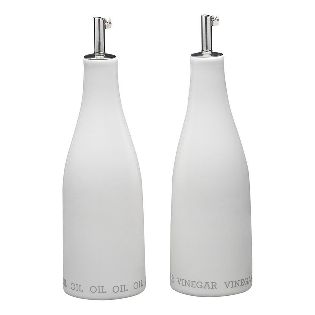 Premium Glass Oil & Vinegar Cruet Set with Bamboo Stand - Eco-Friendly Kitchen Essential for Salad Dressing, Cooking & Gourmet Meals