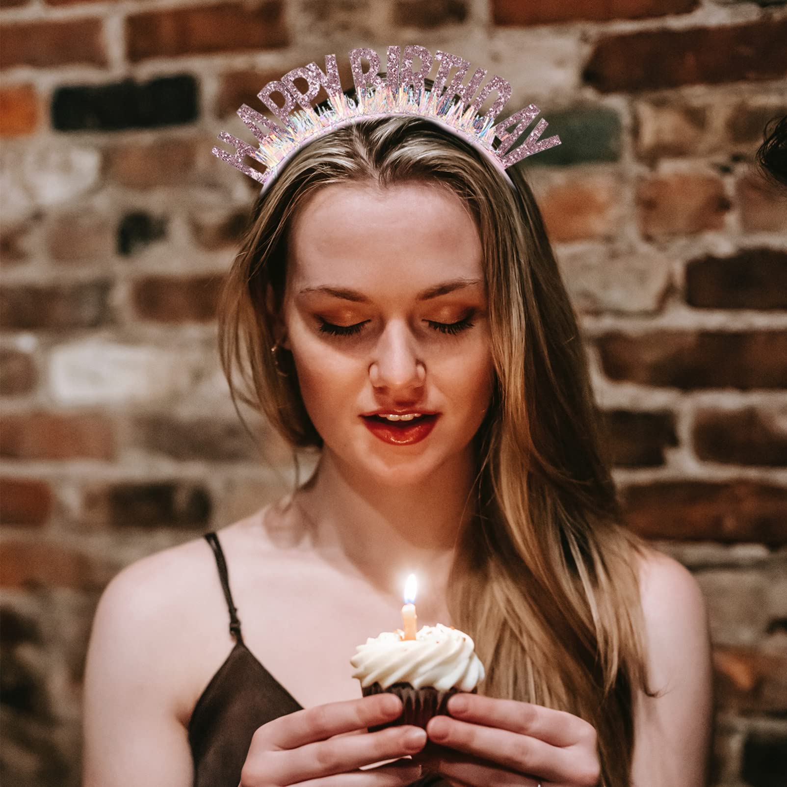FRCOLOR Girls Birthday Headband - Sparkling Sequin Tiara Headdress for Birthday Parties, Photo Shoots & Celebrations (Pink) | Perfect Birthday Crown Accessory for Kids, Teens & Women