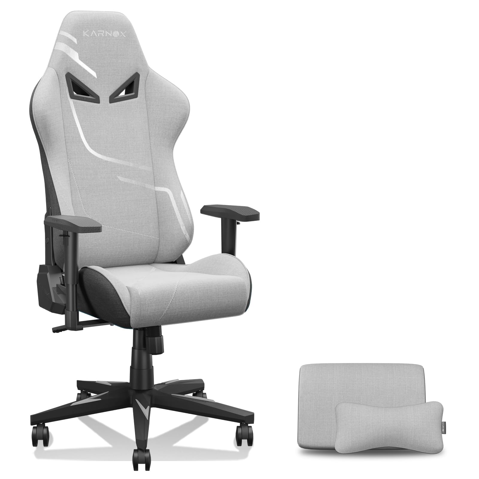 KORNOX Ergonomic Gaming Chair for Adults & Teens - High Back Office Chair with Adjustable Headrest & Lumbar Support, Fabric Racing Desk Chair for Home & Work - Perfect for Gaming, Working, and Long Sitting Sessions (Silver Grey)