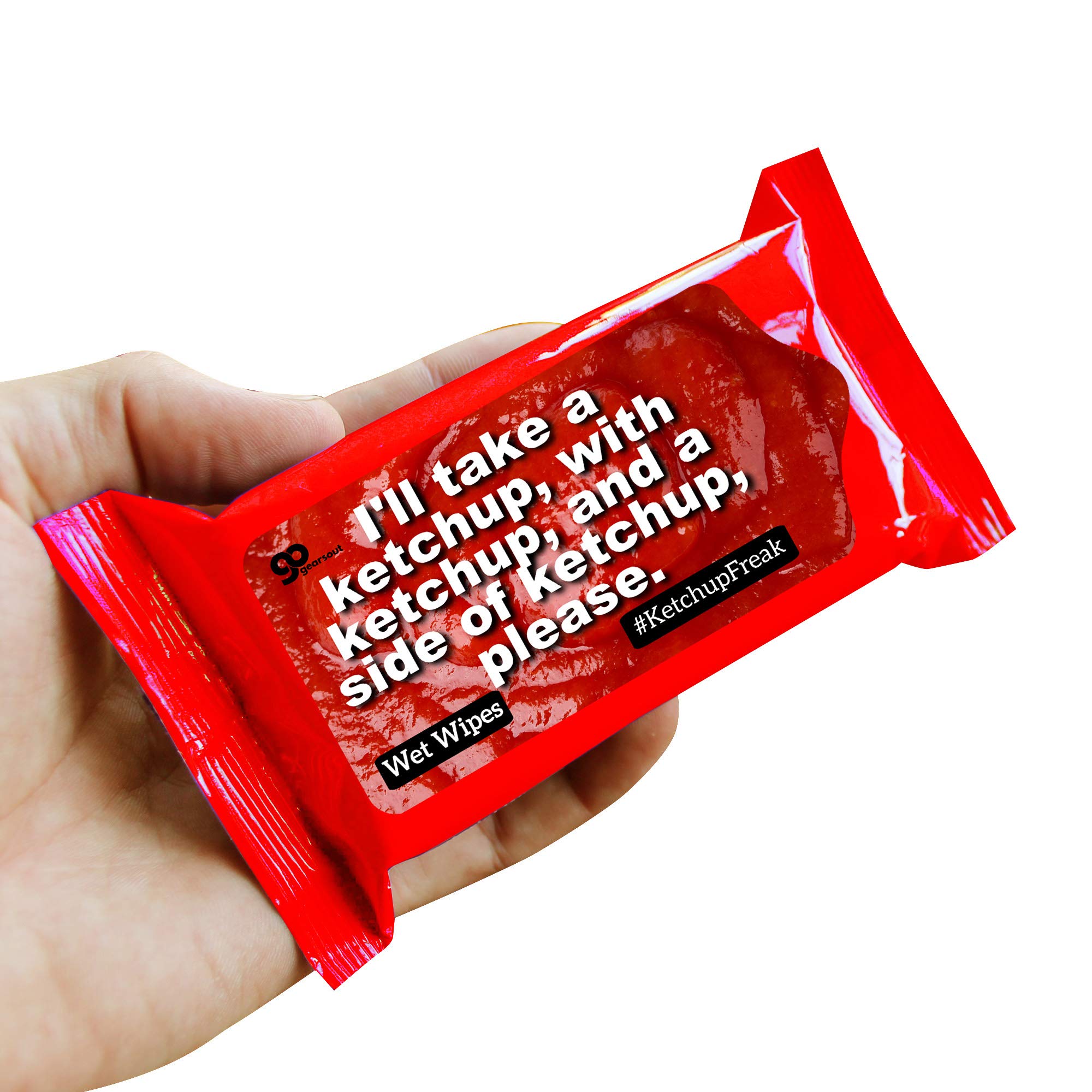 Ketchup Lovers Wipes - Funny Ketchup Gift Set - Novelty Moist Towelettes for Ketchup Enthusiasts - Disposable Travel-Size Wipes - Gag Gifts for Men & Women - Perfect for BBQs, Picnics & Fast Food Outings