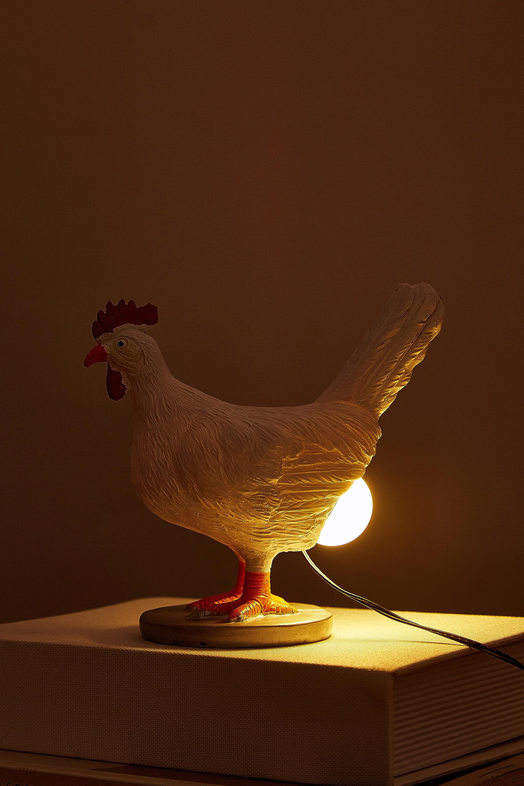 3D Chicken Egg Table Lamp - Lifelike LED Egg Night Light with USB, Resin Decorative Lamp for Bedroom, Nursery, or Farmhouse Decor - Perfect Gift for Poultry Lovers
