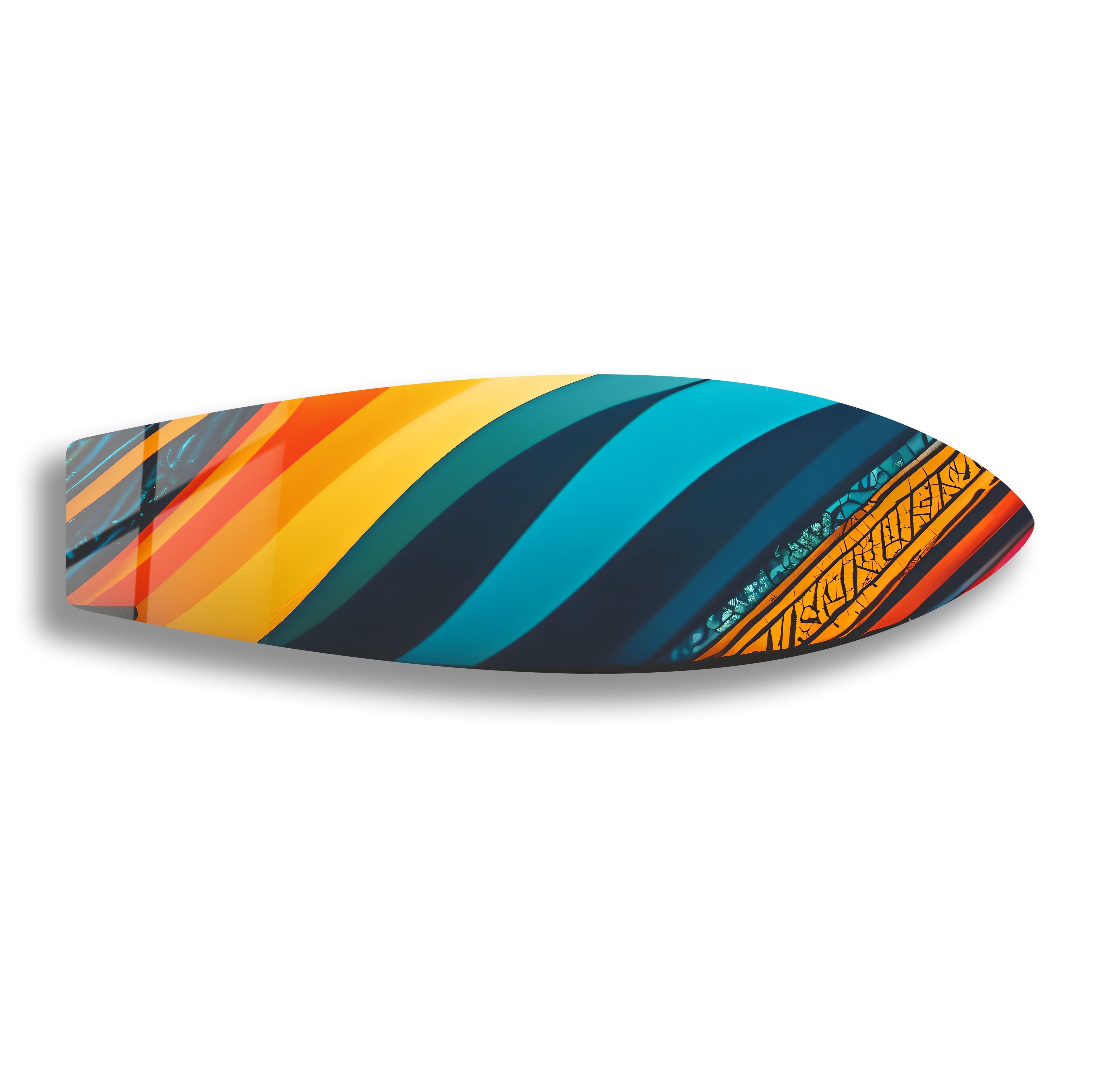 Blue Orange Art Surfboard Wall Decor - Stylish Coastal Surfboard Wall Art for Beach House, Living Room & Bedroom Decor